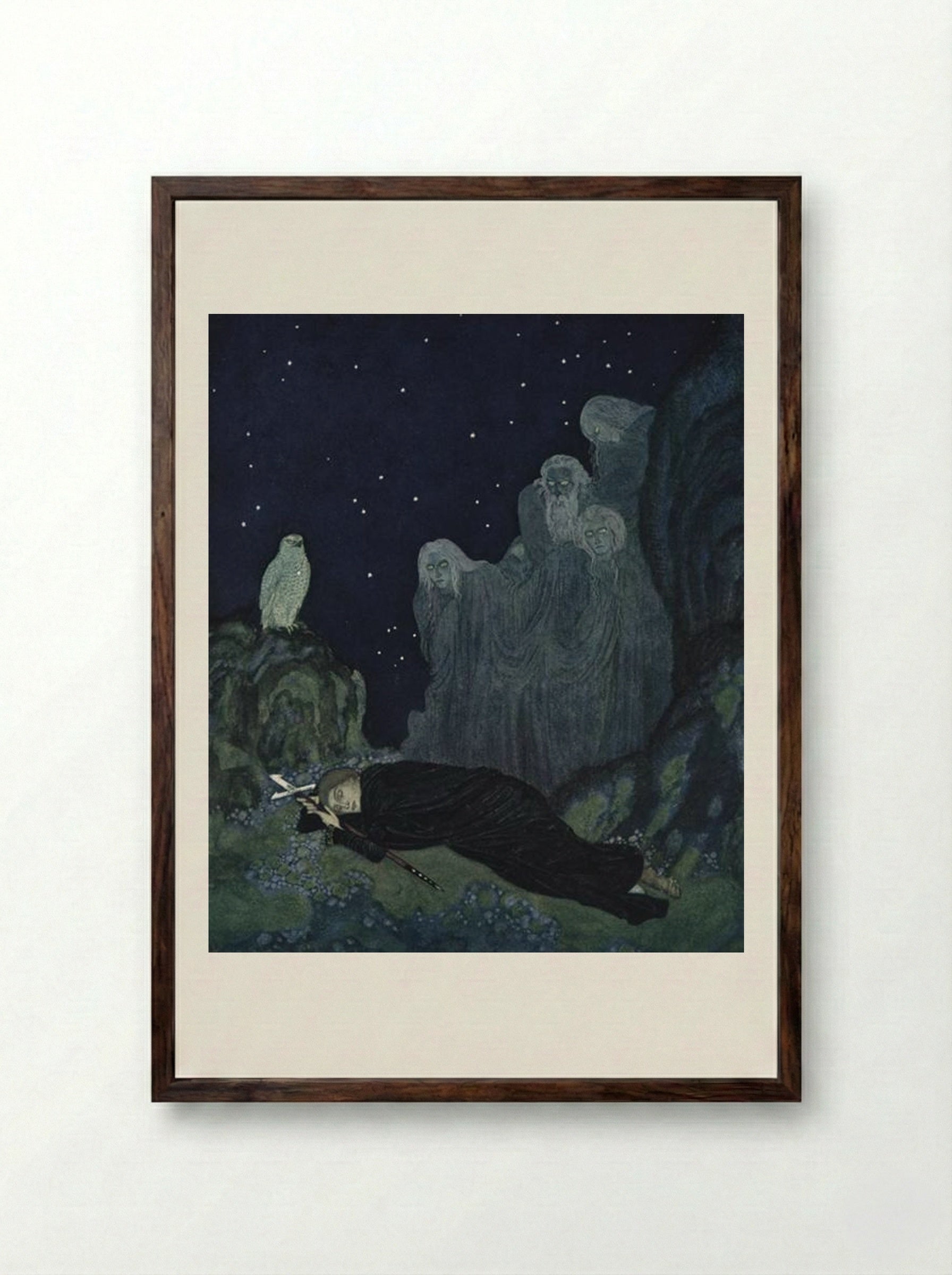 A Circle of Mist - Edmund Dulac - Framed Print Dark Wood