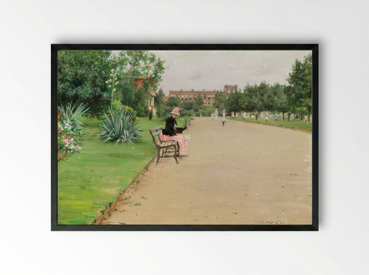 A City Park - William Merritt Chase - Framed Print Black
