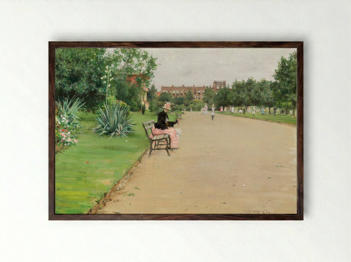 A City Park - William Merritt Chase - Framed Print Dark Wood