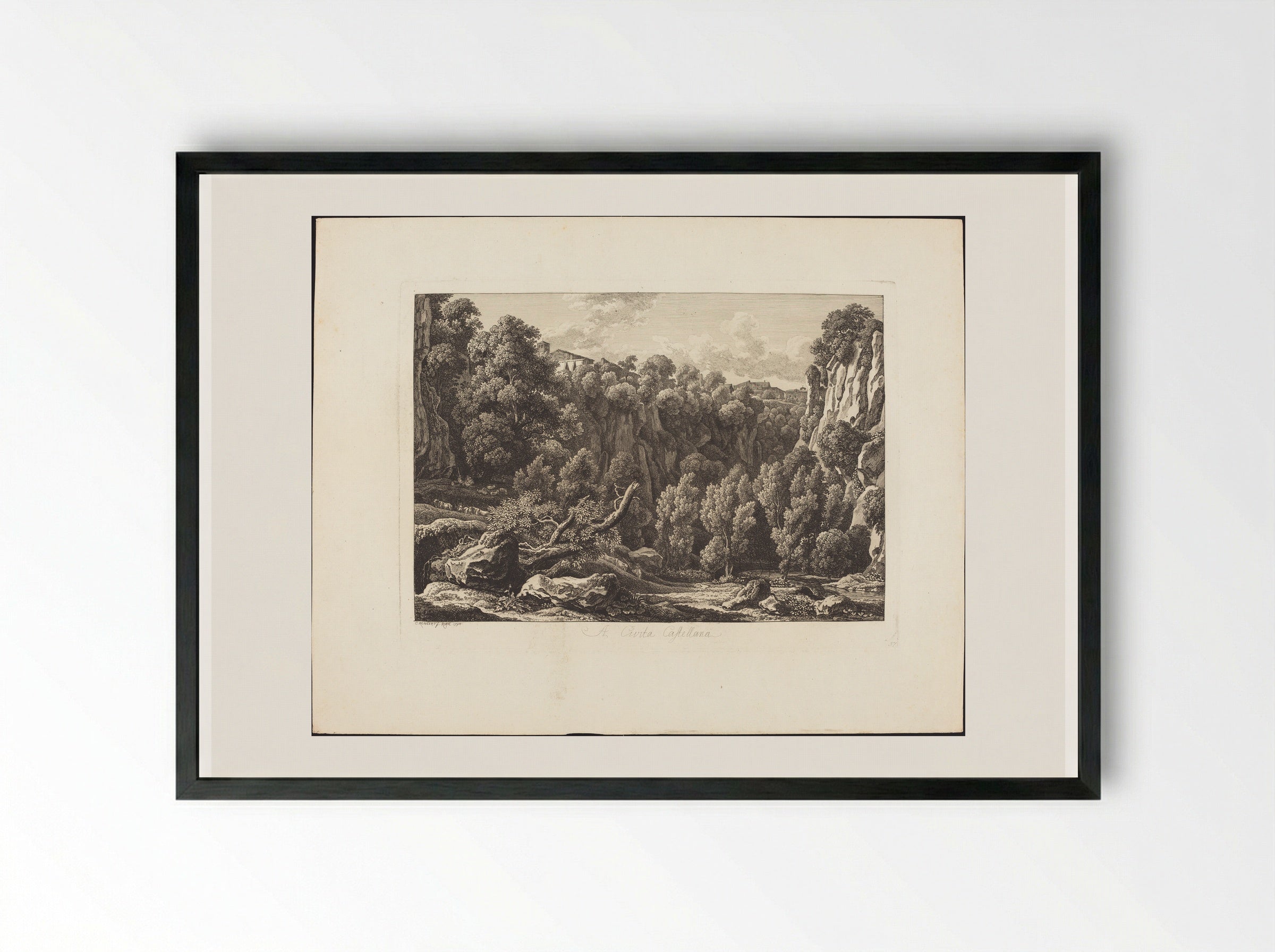 A Cività Castellana - Johann Christian Reinhart - Framed Print Black