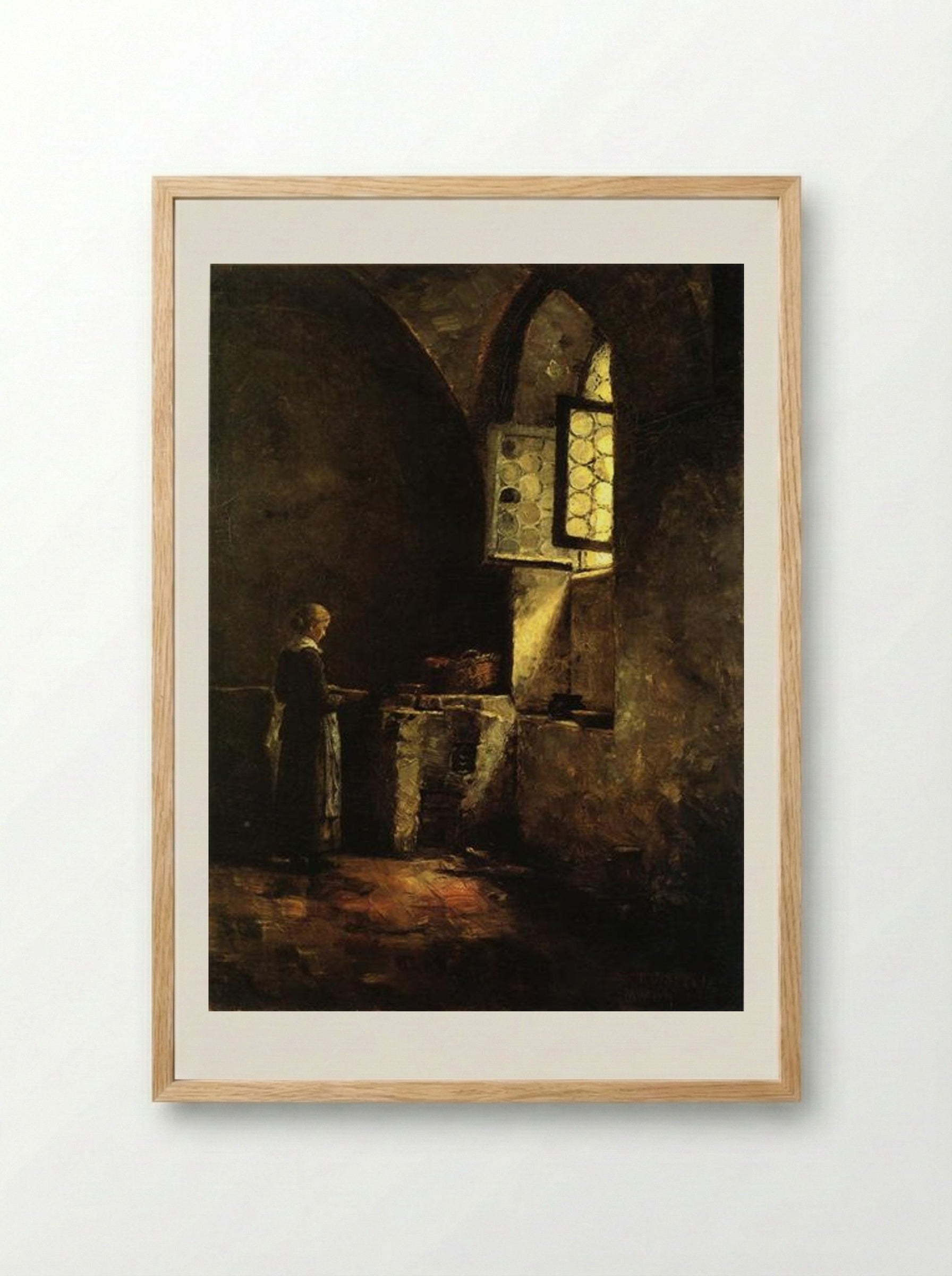 A Corner in the Old Kitchen of the Mittenheim Cloister - T. C. Steele - Framed Print Wood