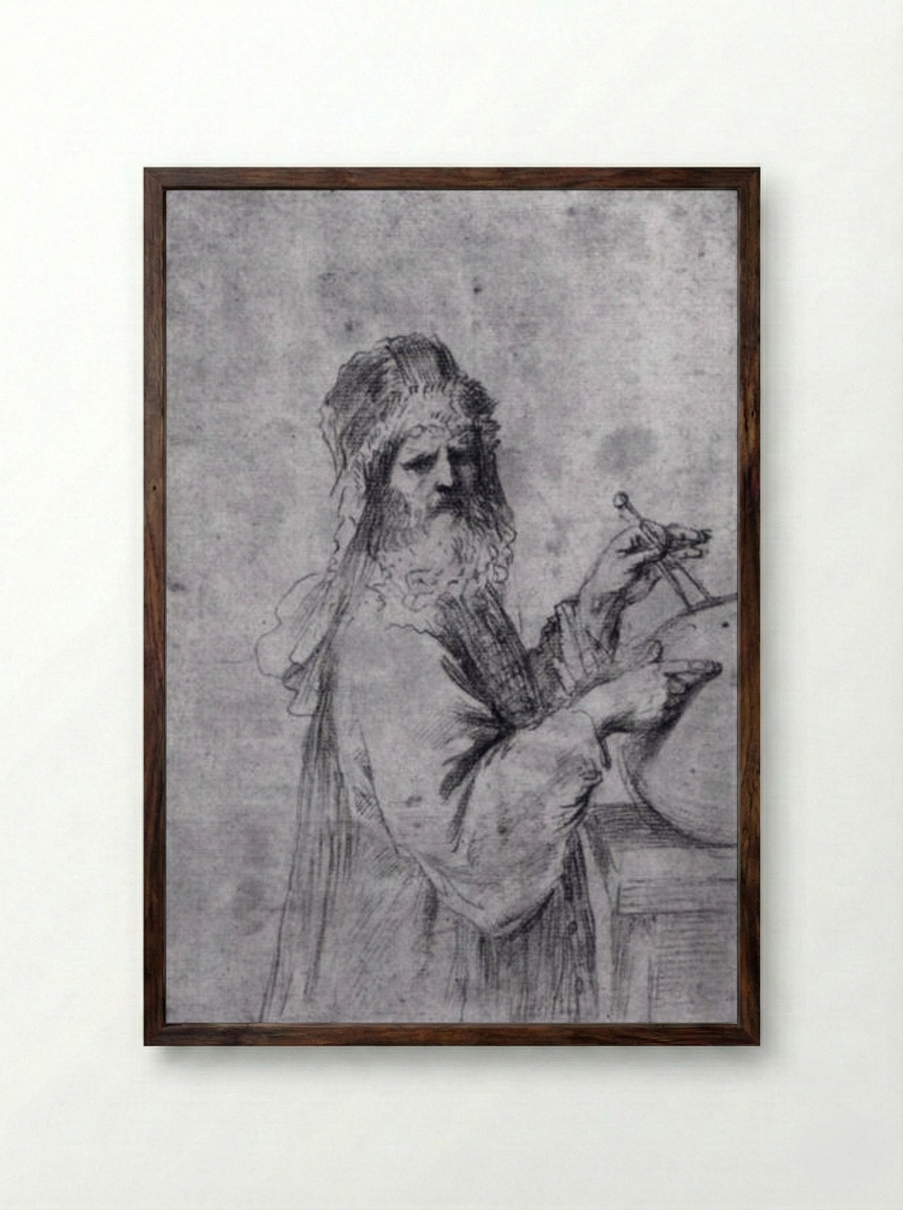 A Cosmographer - Guercino - Framed Print Dark Wood