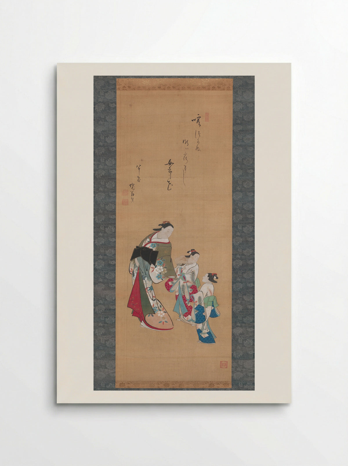 A Courtesan with Her Child Attendant - Torii Kiyonobu I - Poster