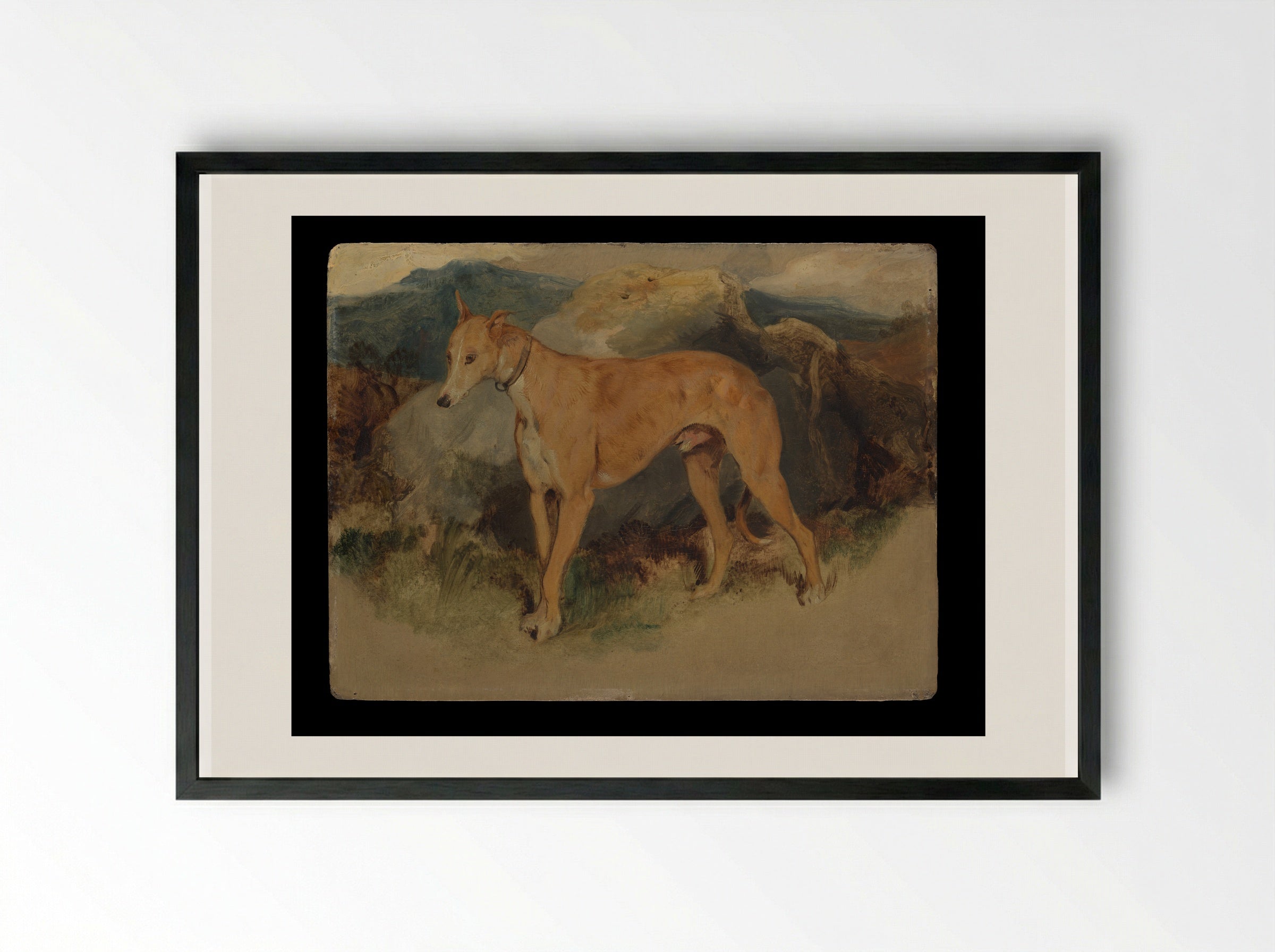 A Deerhound - Sir Edwin Henry Landseer - Framed Print Black