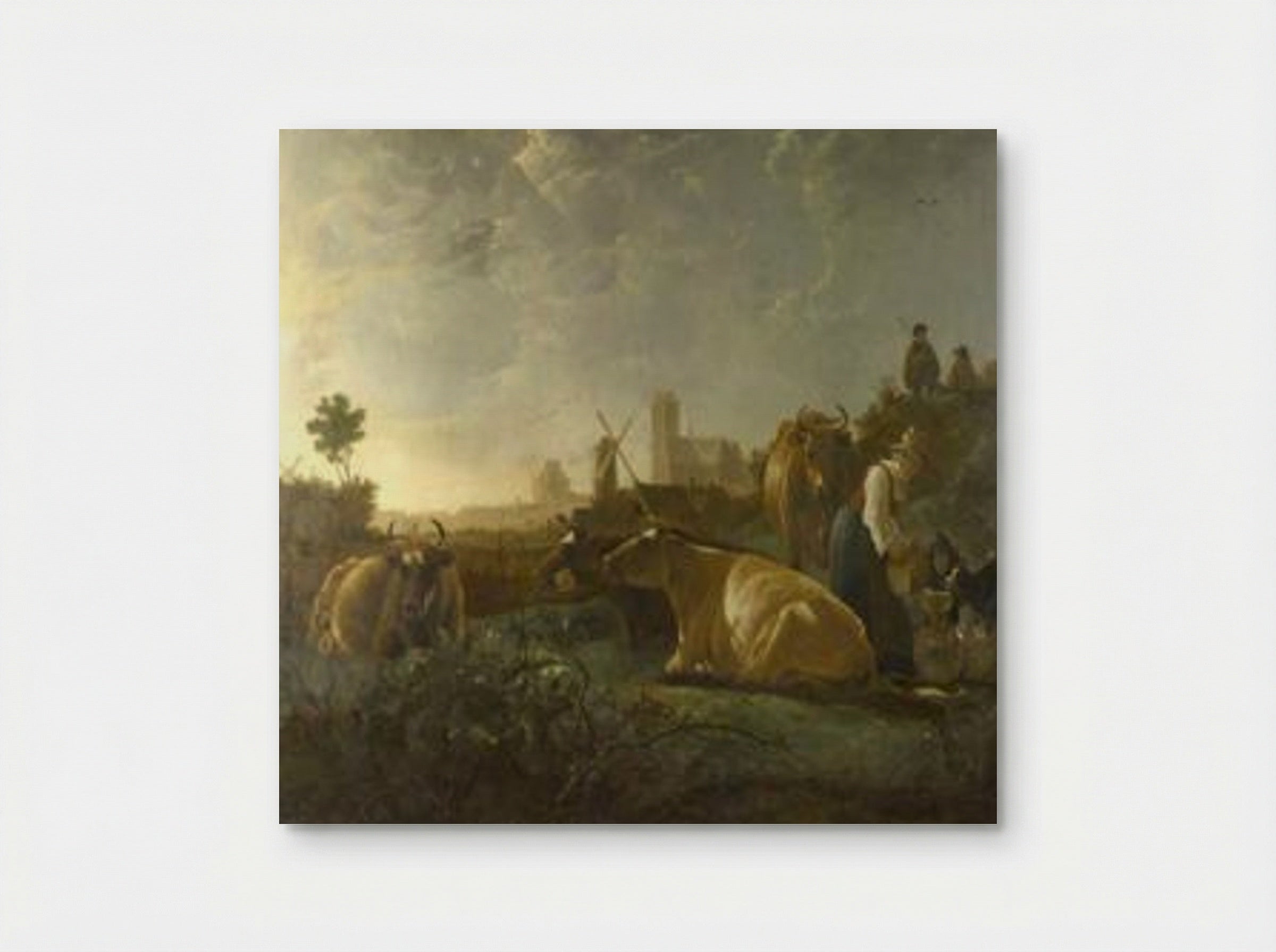 A Distant View of Dordrecht, with a Milkmaid and Four Cows - Aelbert Cuyp - Poster