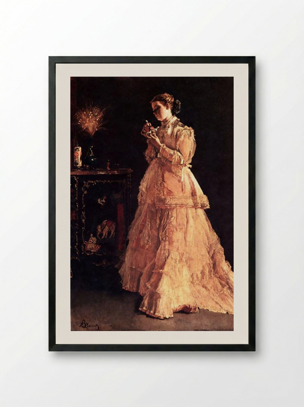A Doll - Alfred Stevens - Framed Print Black