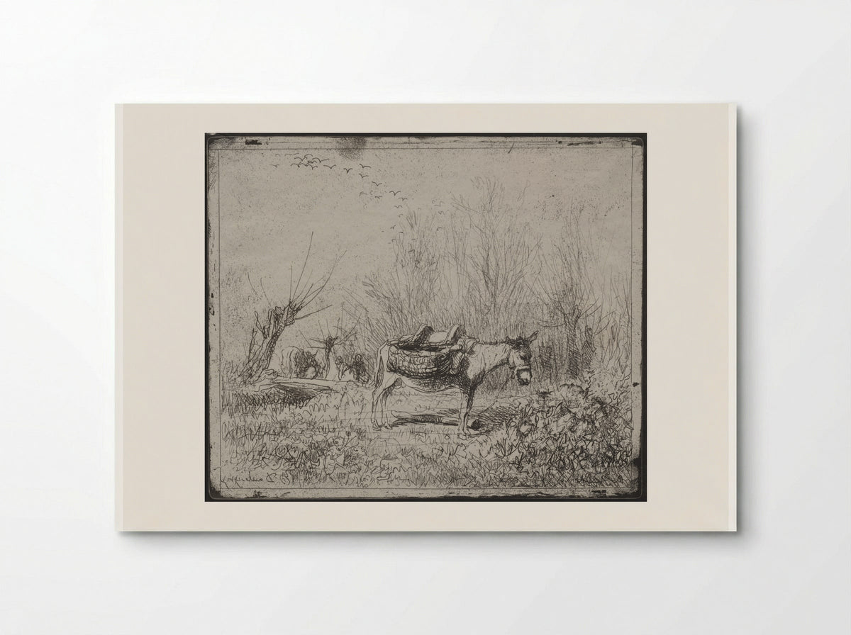 A Donkey in the Field - Charles-François Daubigny - Poster