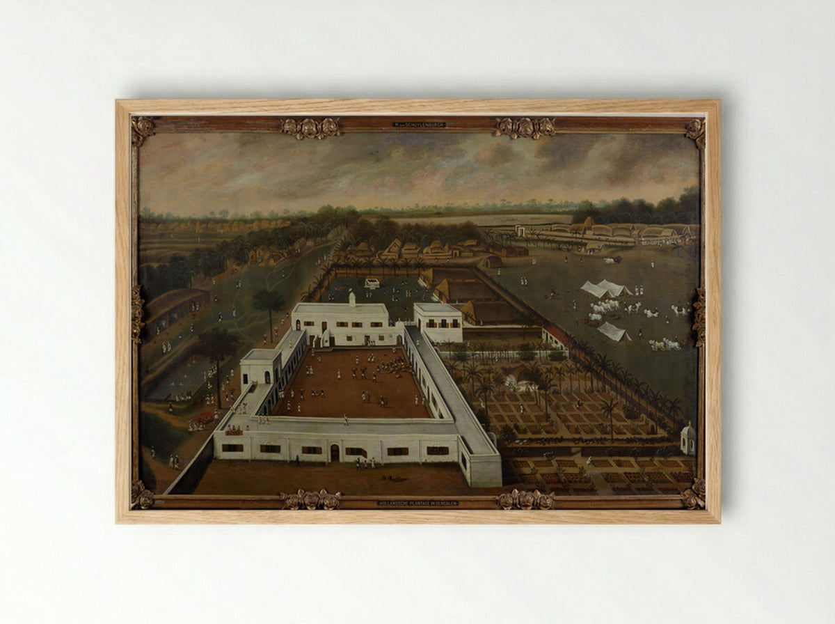 A Dutch Factory in Bengal, Probably Cossimbazar - Hendrik van Schuylenburgh - Framed Print Wood