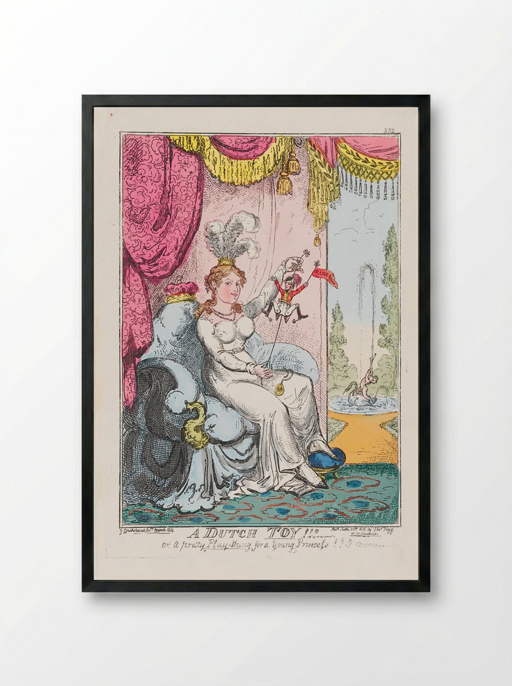 A Dutch Toy!! or a pretty Play-thing for a Young Princess!!! - George Cruikshank - Framed Print Black