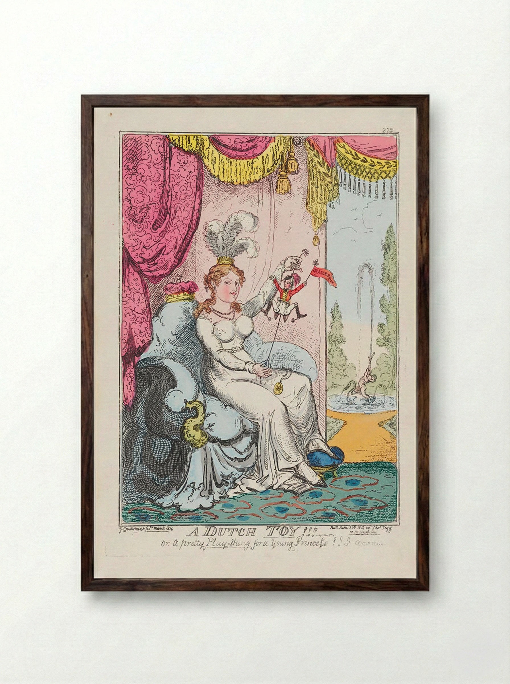 A Dutch Toy!! or a pretty Play-thing for a Young Princess!!! - George Cruikshank - Framed Print Dark Wood
