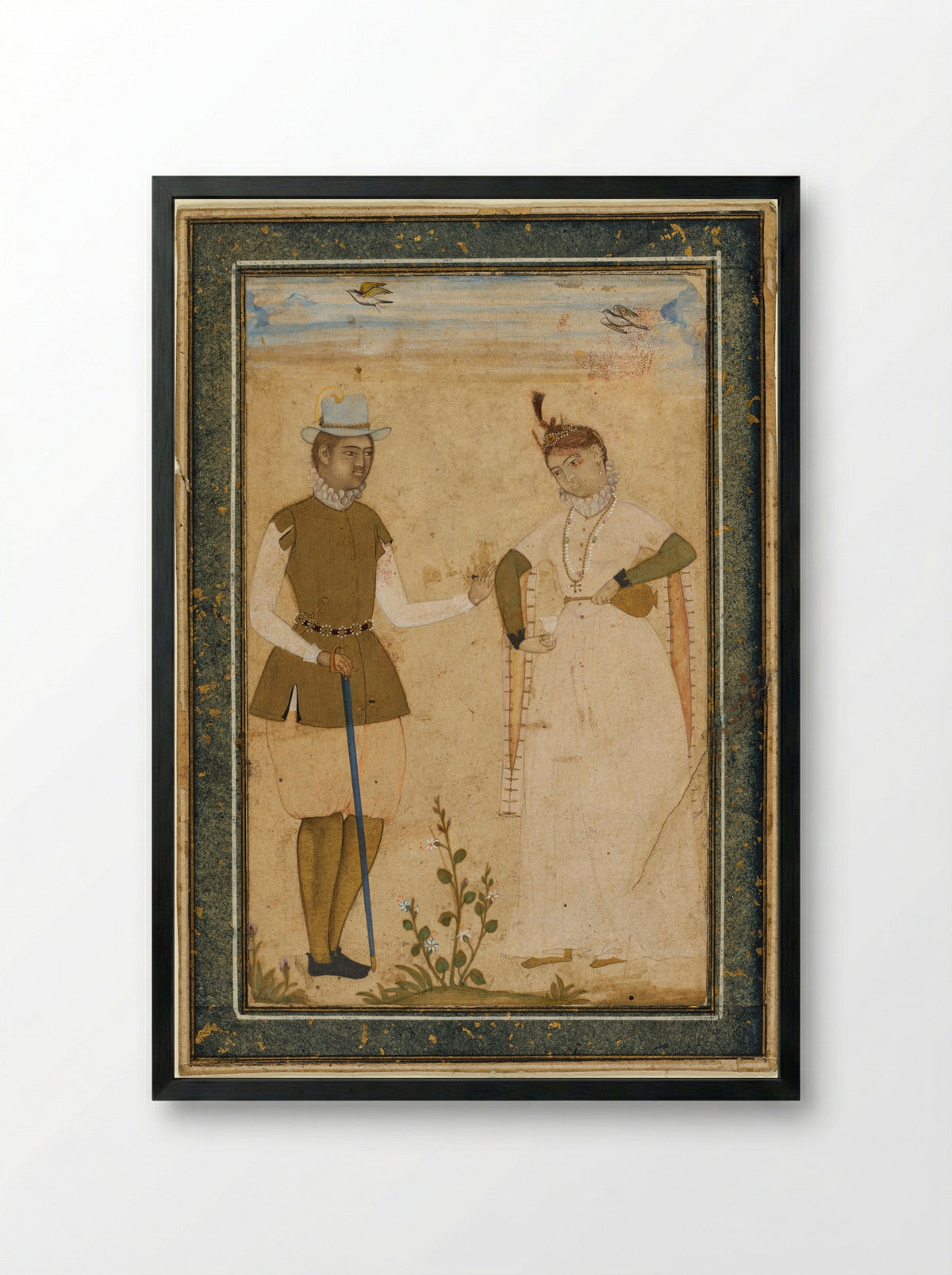 A European Couple - Ali Riza - Framed Print Black