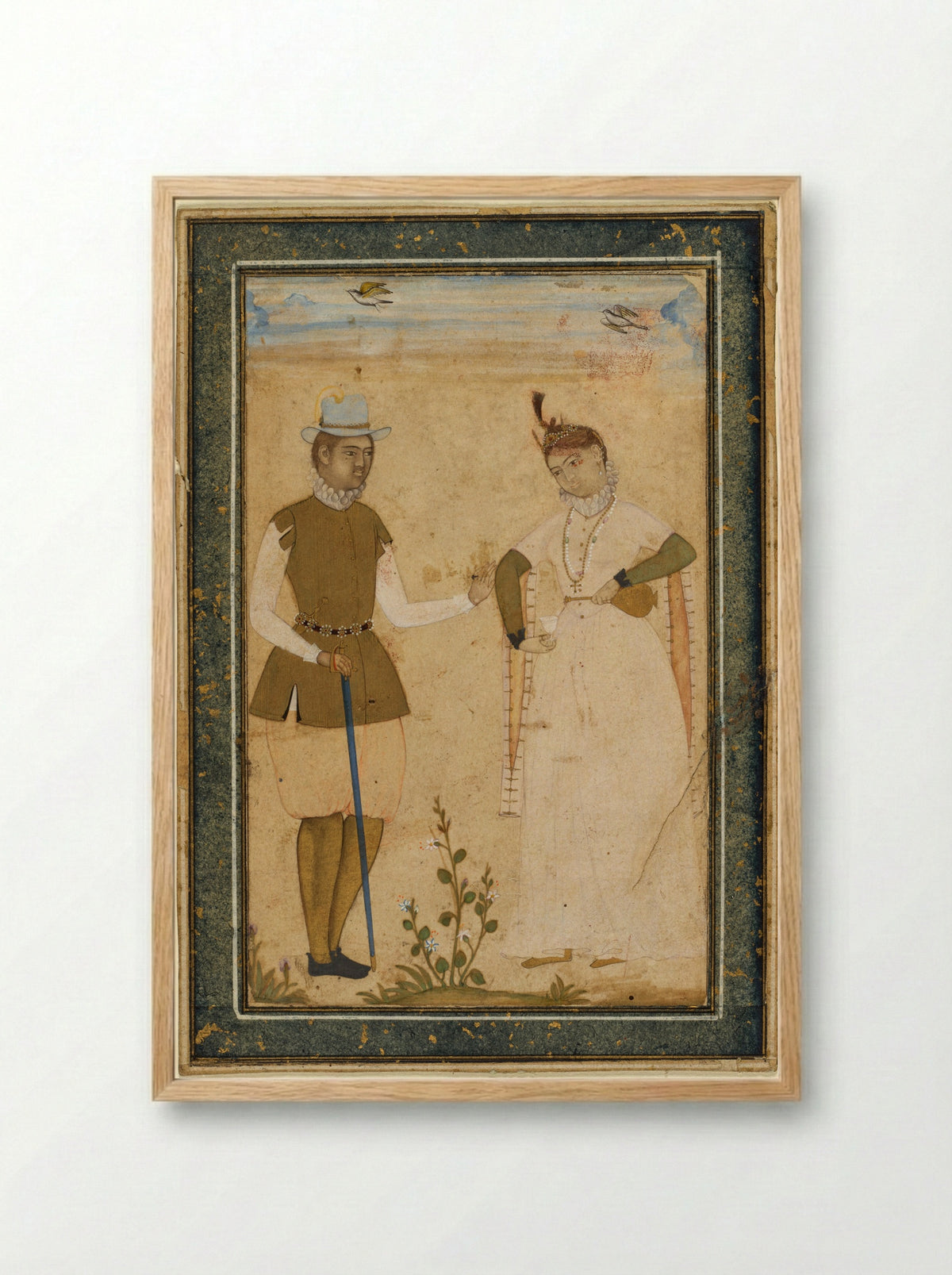 A European Couple - Ali Riza - Framed Print Wood