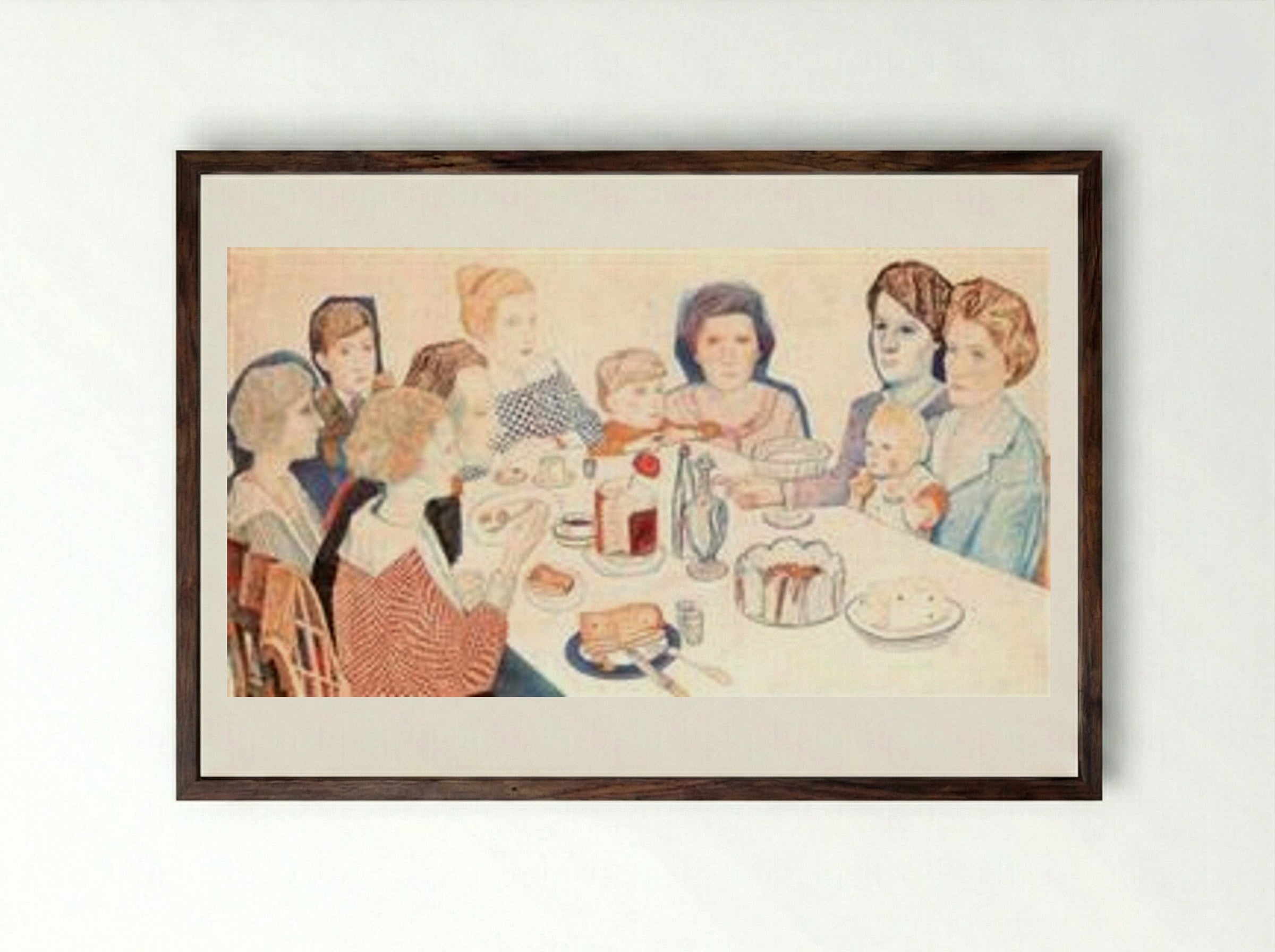 A Family Portrait - Pavel Filonov - Framed Print Dark Wood
