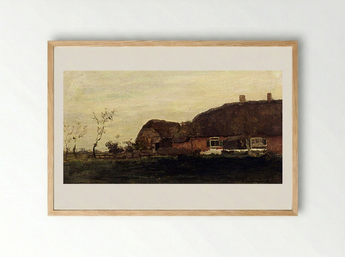 A Farmhouse In A Polder - Johan Hendrik Weissenbruch - Framed Print Wood