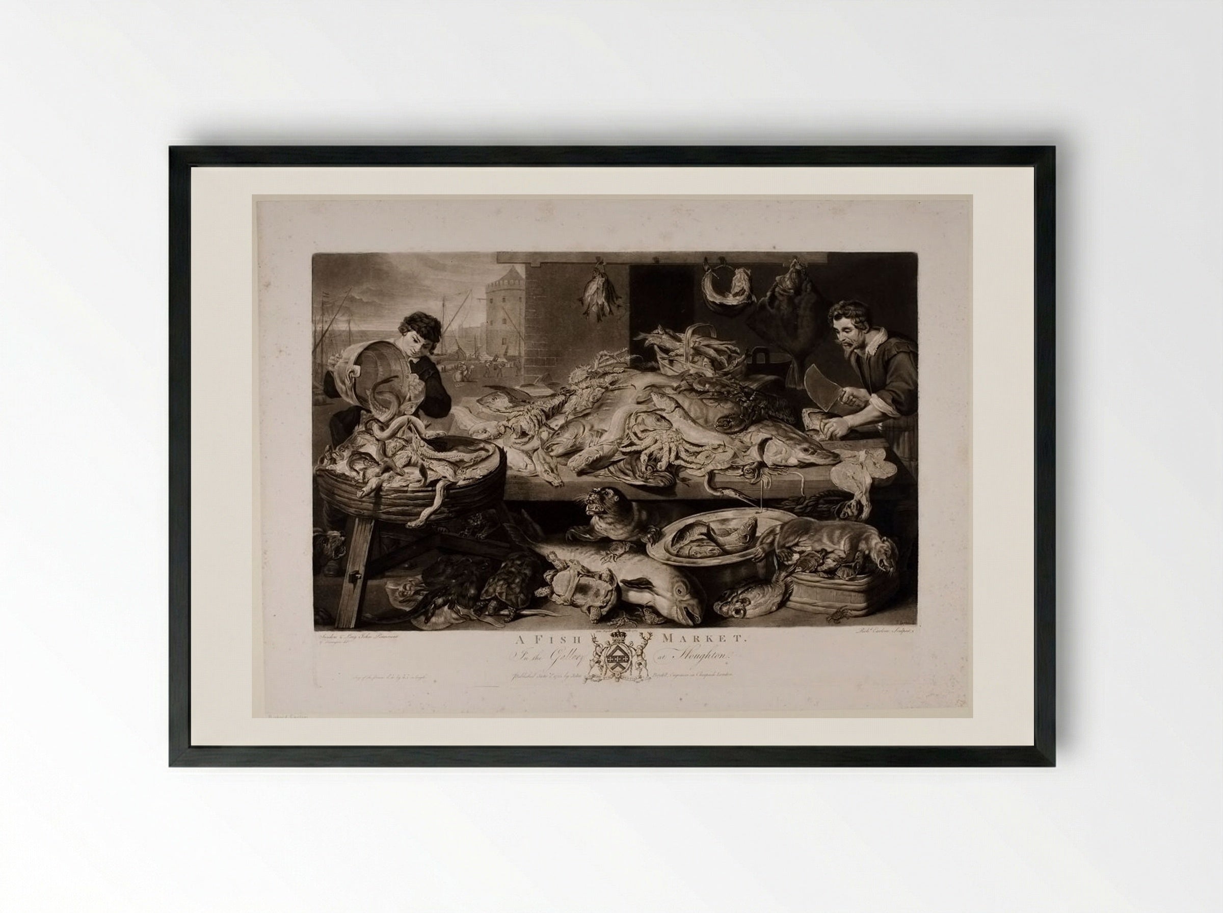 A Fish Market - Richard Earlom - Framed Print Black