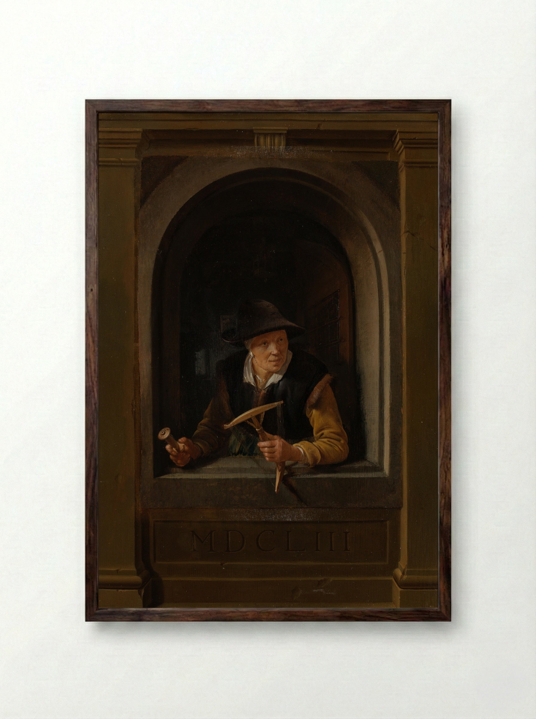 A Fisherman's Wife - Gerrit Dou - Framed Print Dark Wood