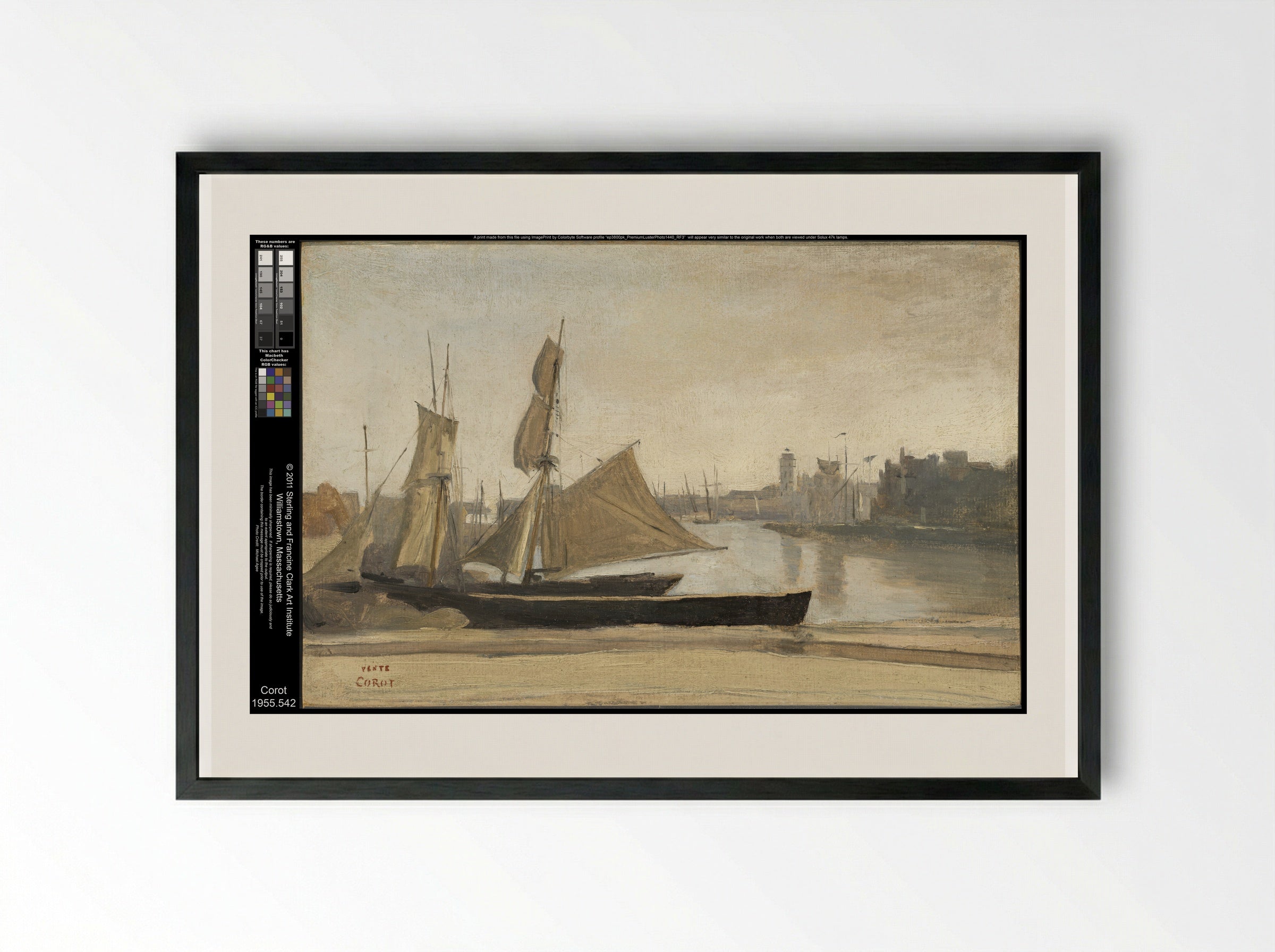A Fishing Boat, Honfleur - Jean-Baptiste-Camille Corot - Framed Print Black