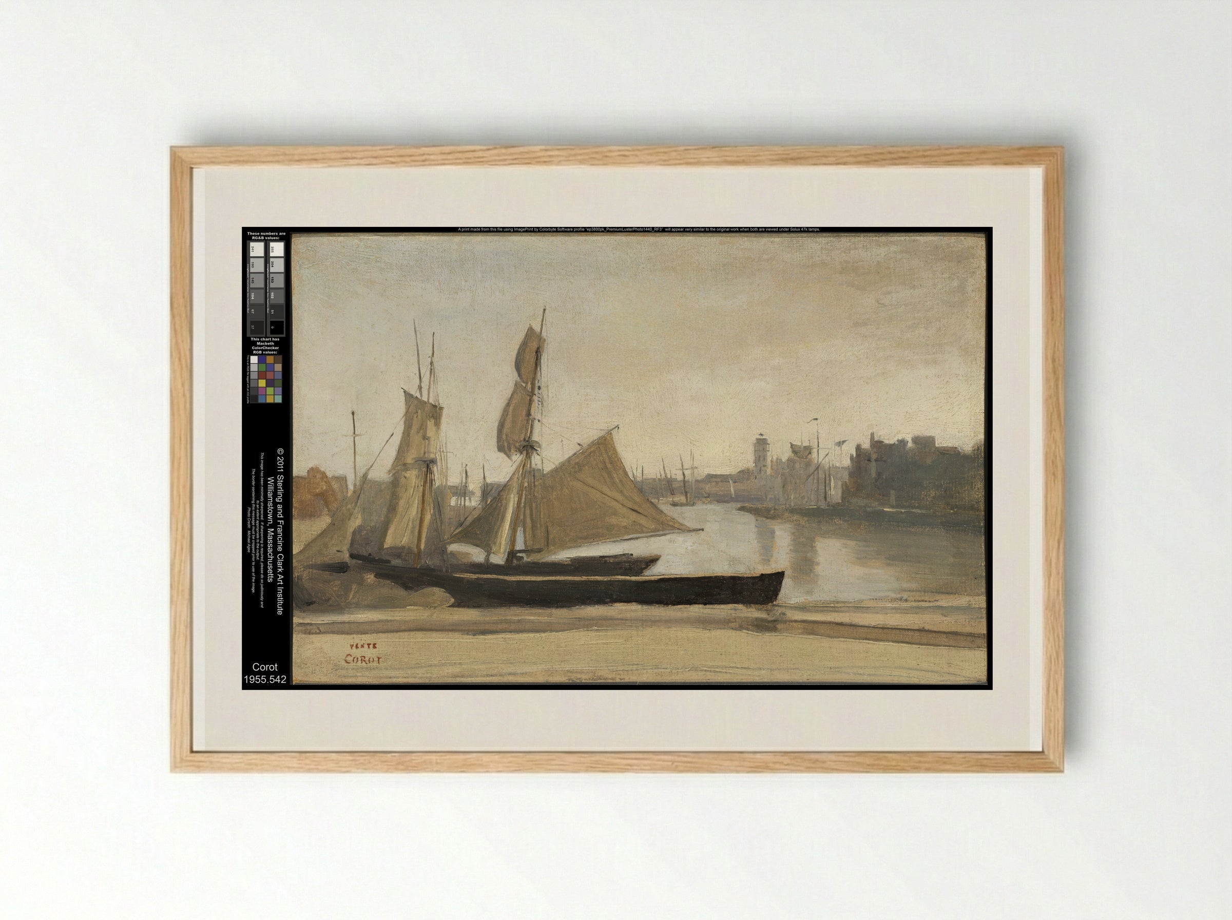 A Fishing Boat, Honfleur - Jean-Baptiste-Camille Corot - Framed Print Wood
