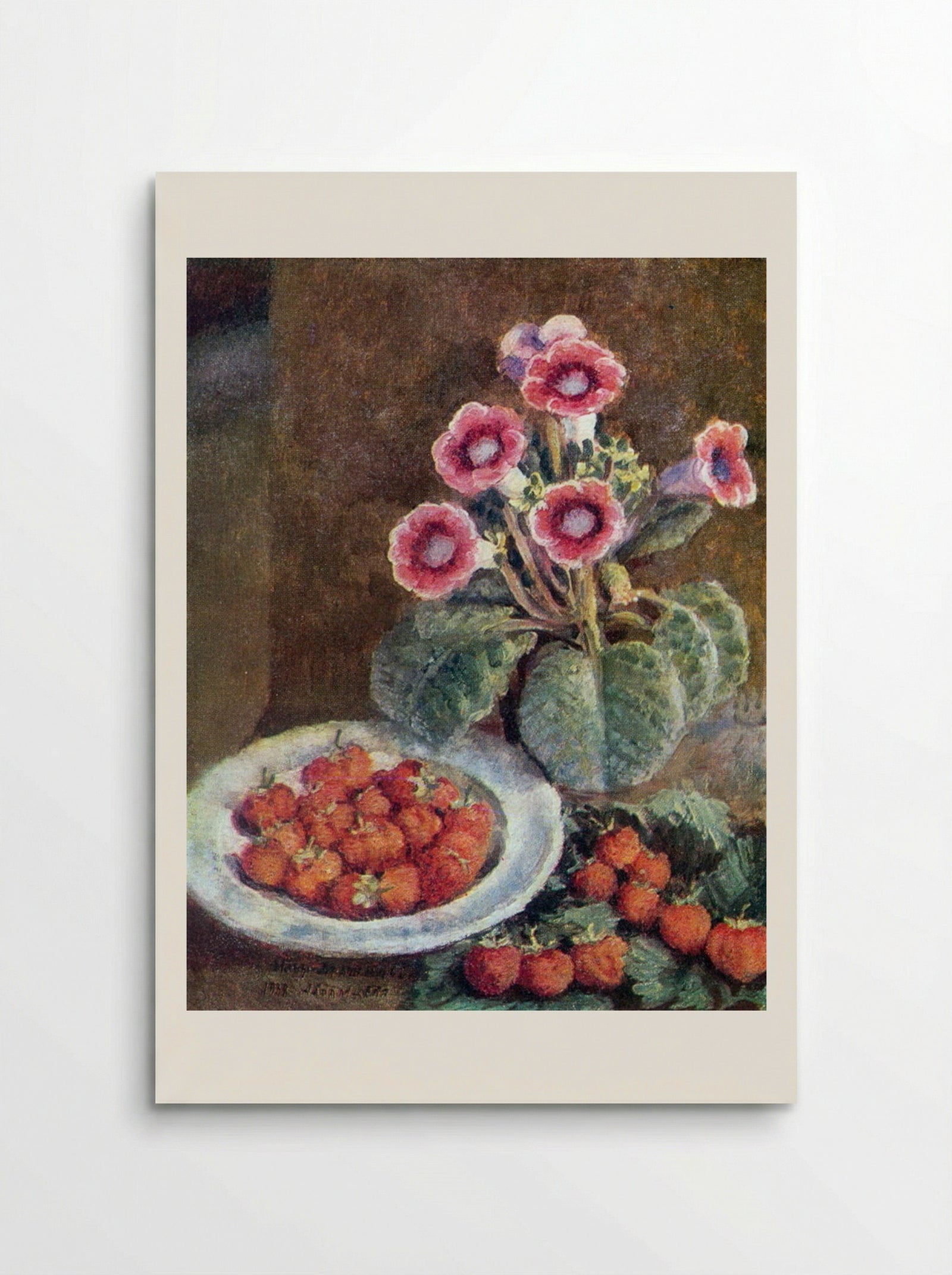 A Flower in a Pot and Strawberries - Ilya Mashkov