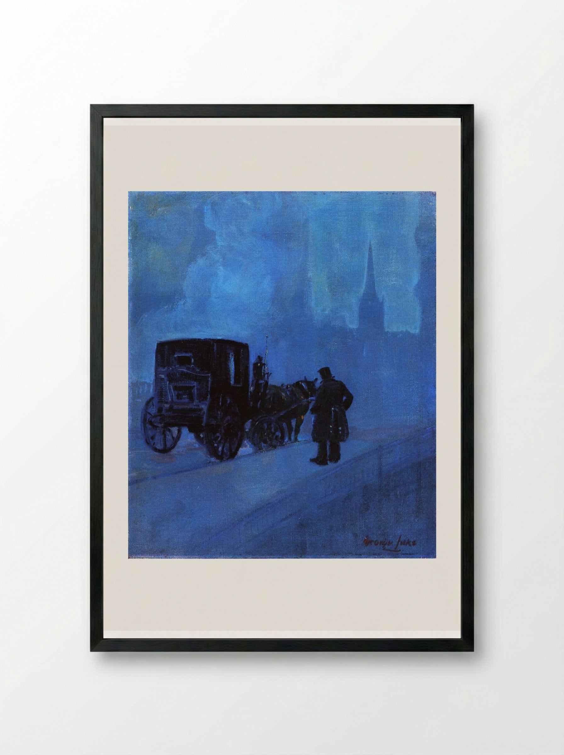 A Foggy Night - George Luks - Framed Print Black
