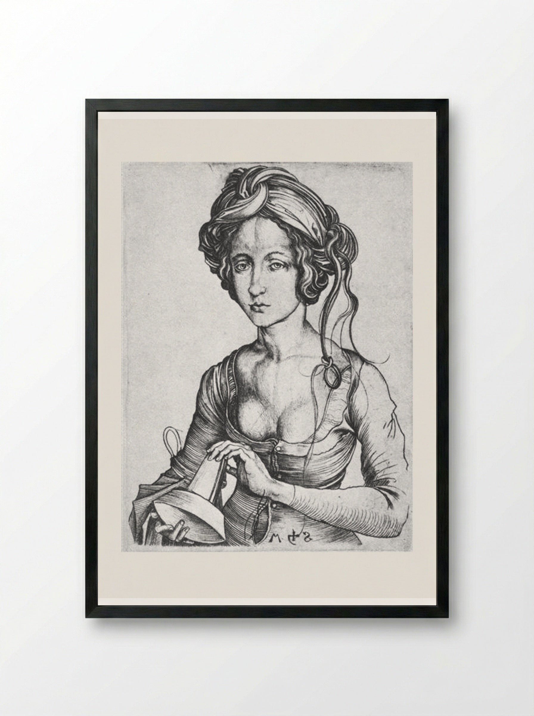 A Foolish Virgin - Martin Schongauer - Framed Print Black