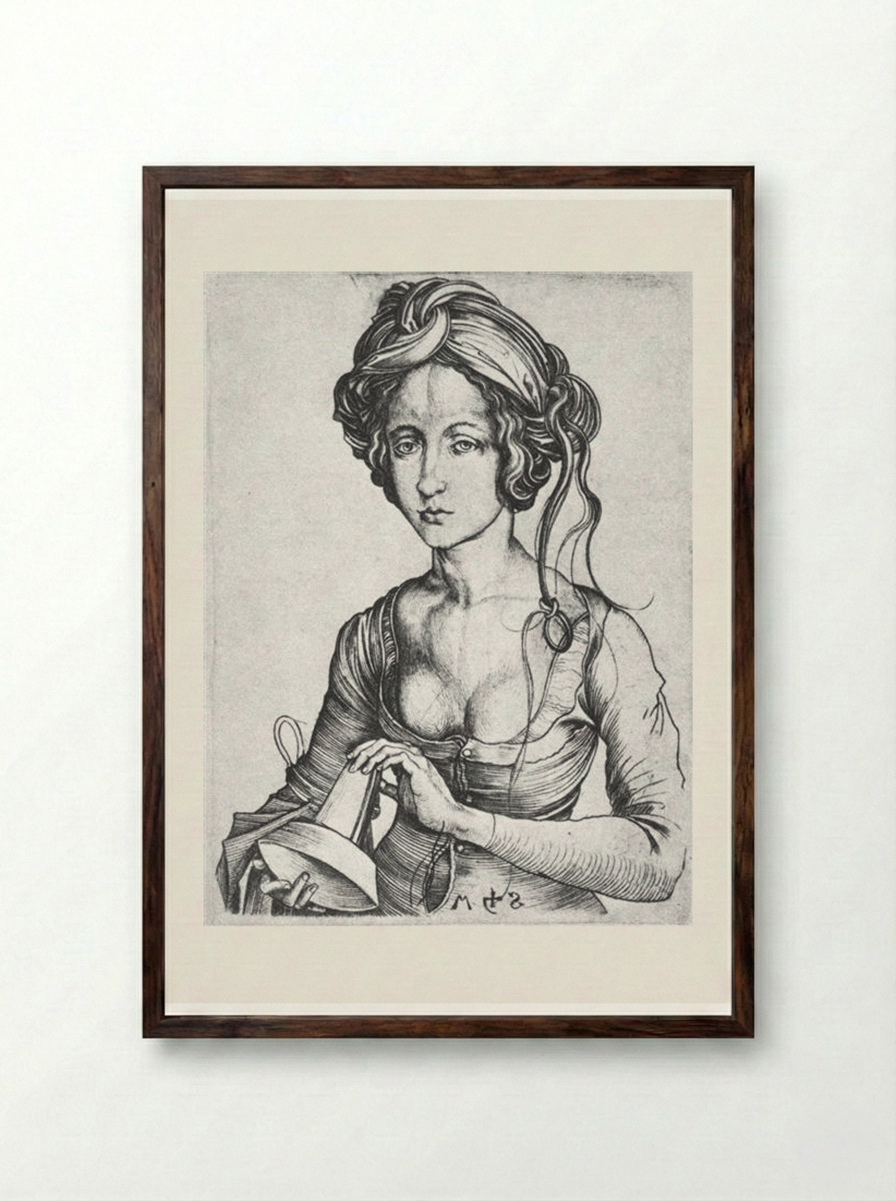 A Foolish Virgin - Martin Schongauer - Framed Print Dark Wood