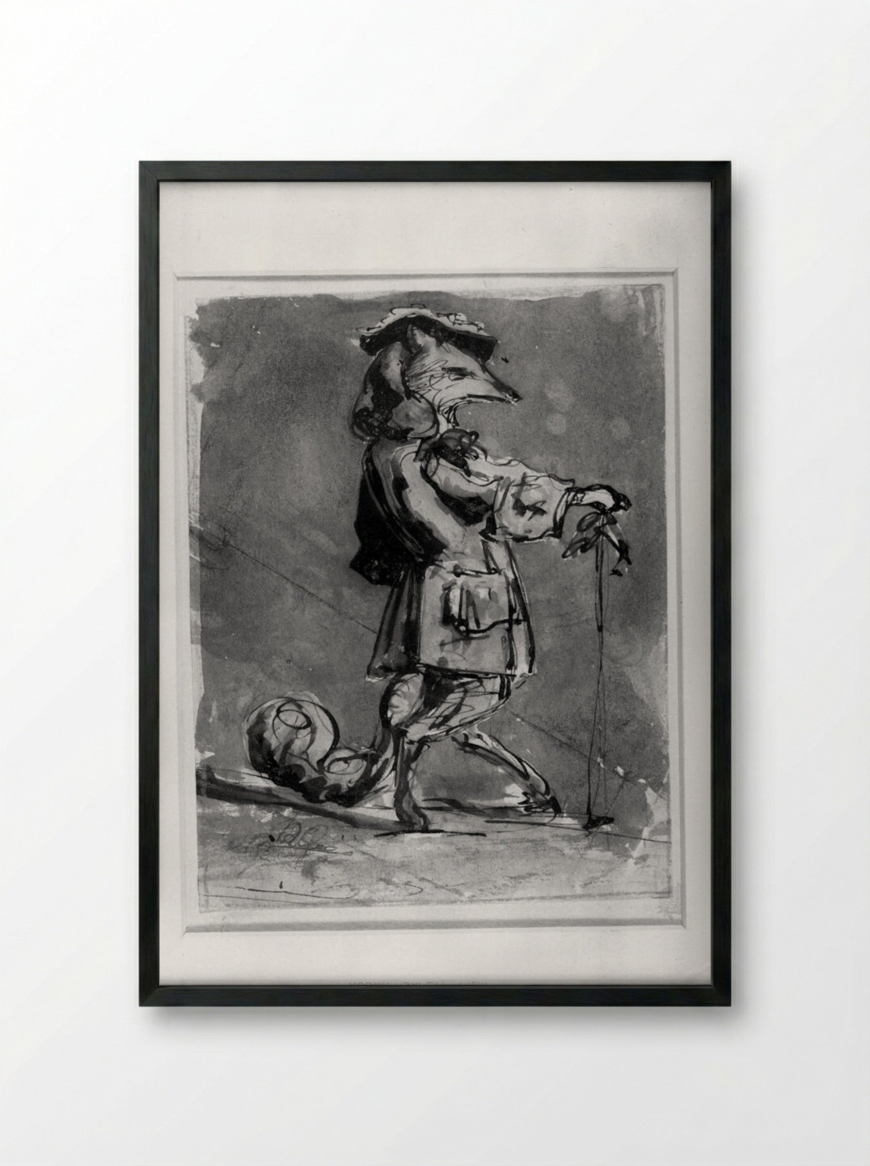A Fox Dressed as a Gentleman - Jean Ignace Isidore Gérard - Framed Print Black