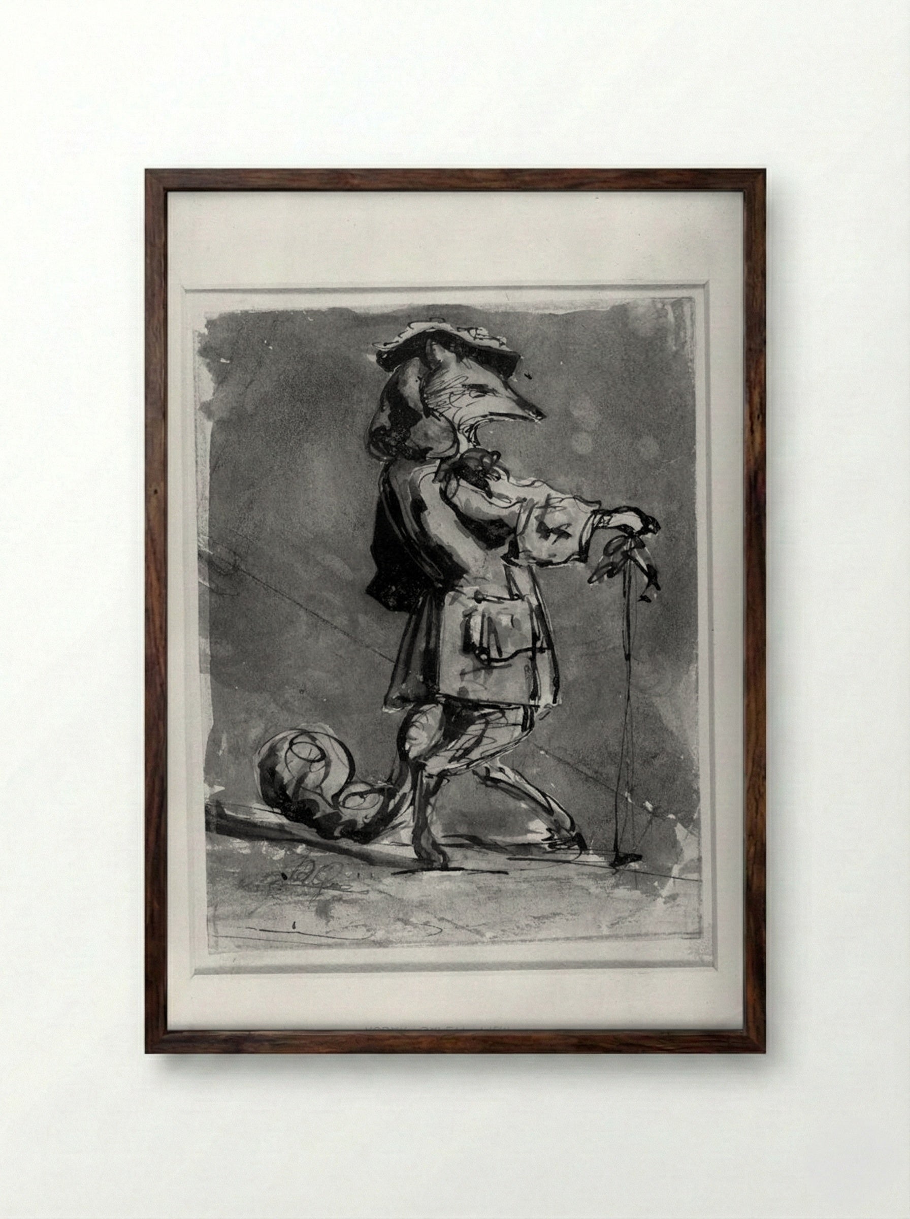 A Fox Dressed as a Gentleman - Jean Ignace Isidore Gérard - Framed Print Dark Wood