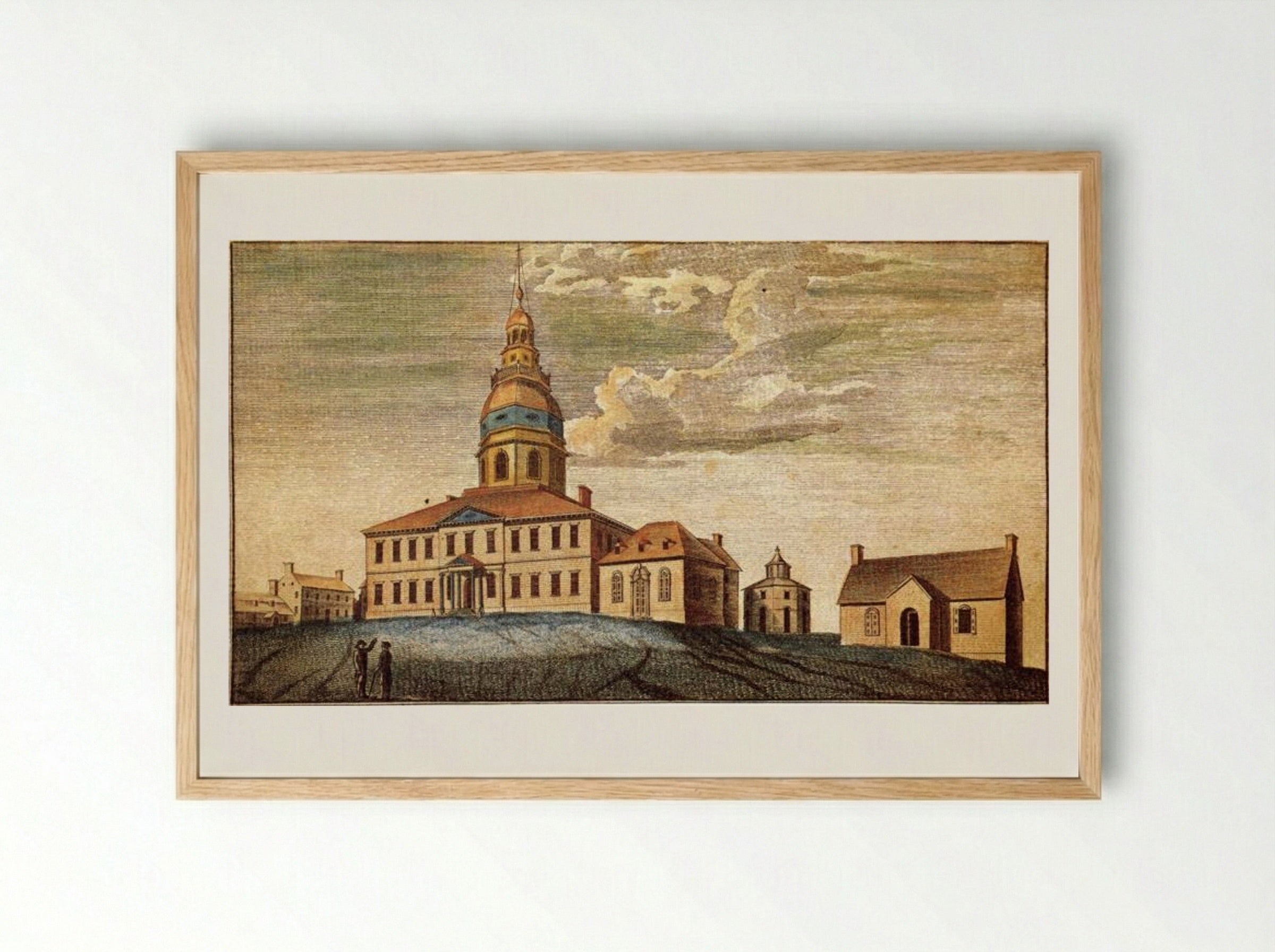 A Front View of Statehouse at Annapolis - Charles Willson Peale - Framed Print Wood