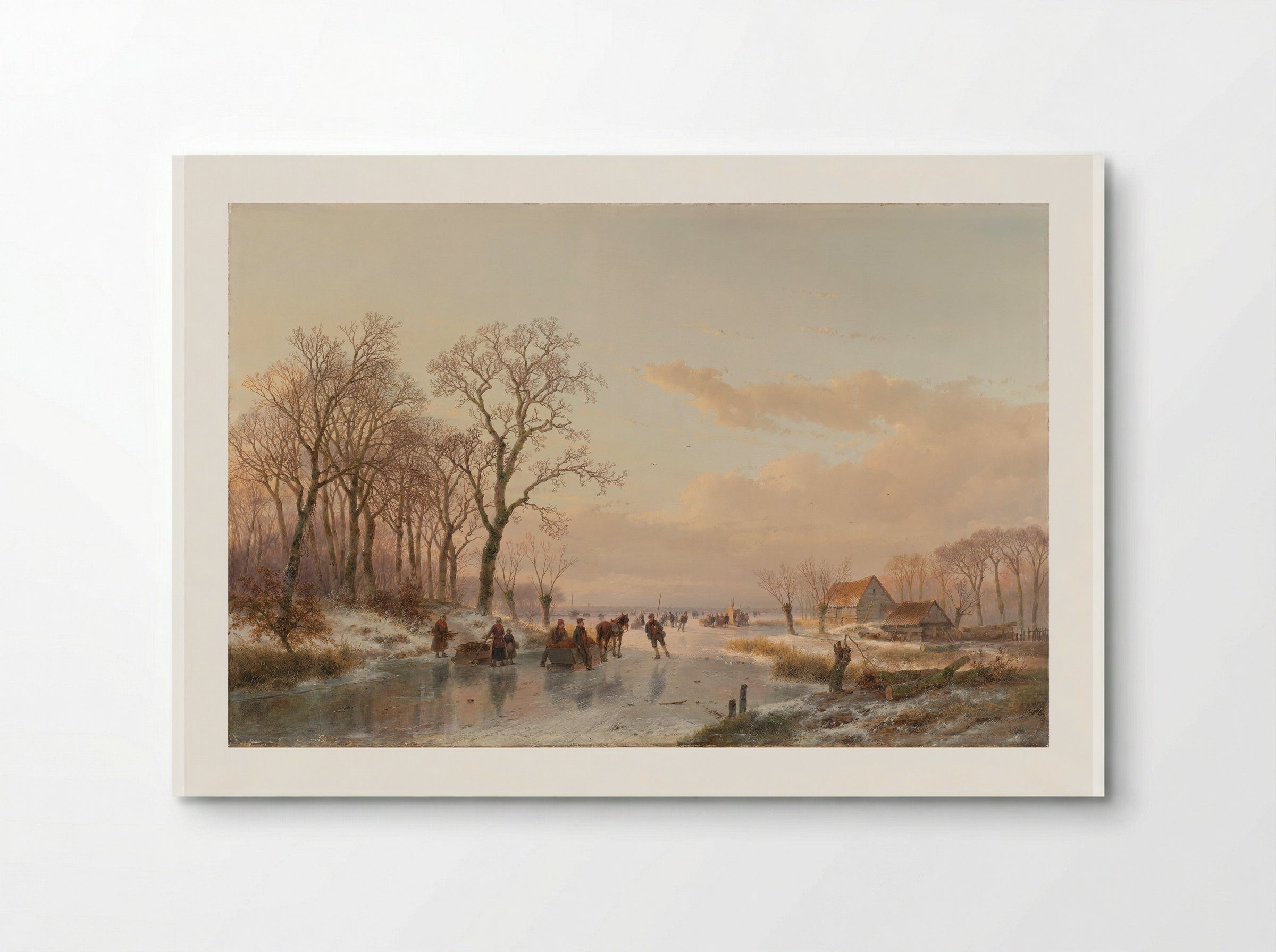 A Frozen Canal near the River Maas - Andreas Schelfhout - Poster