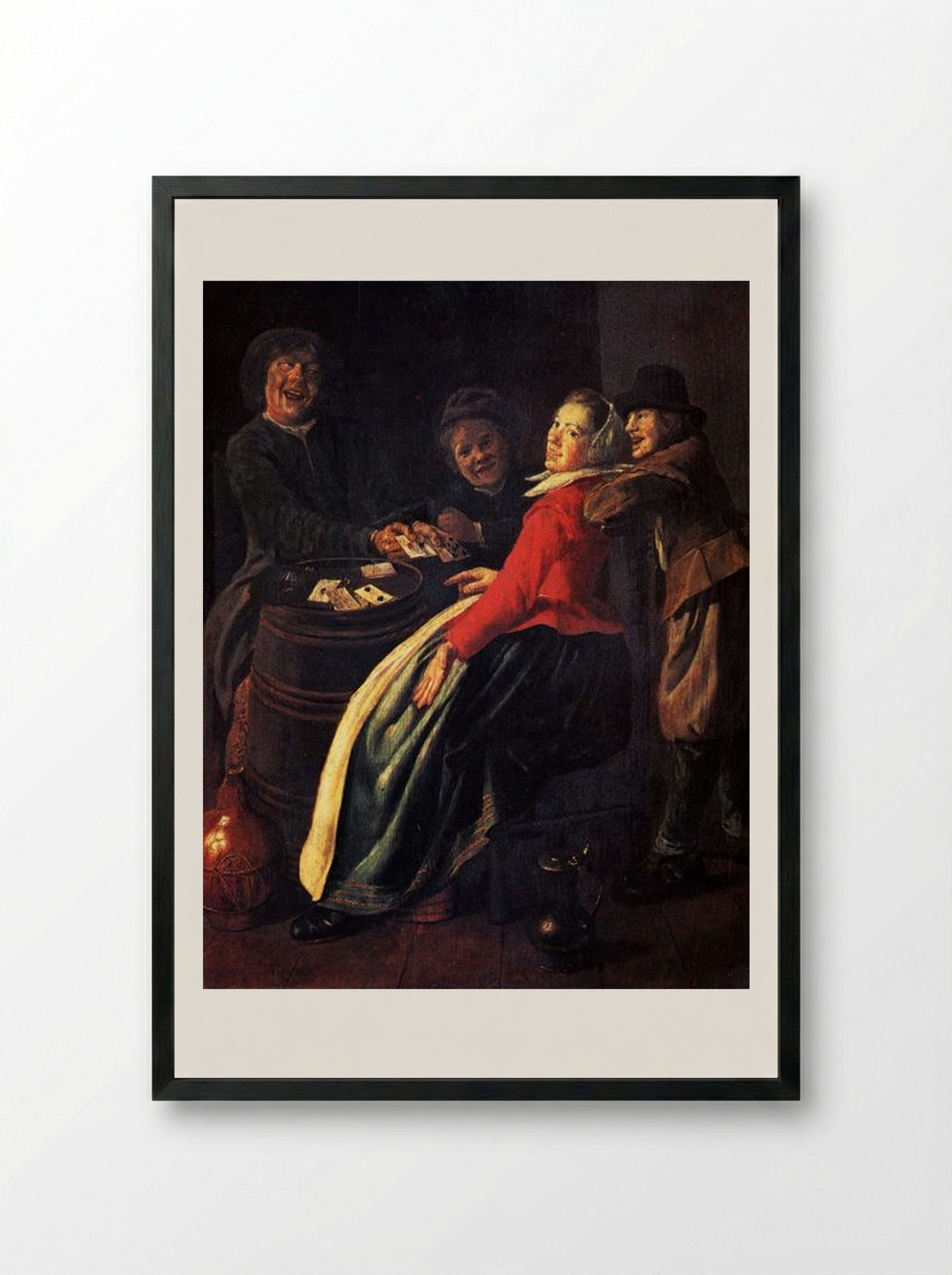A Game of Cards - Judith Leyster - Framed Print Black