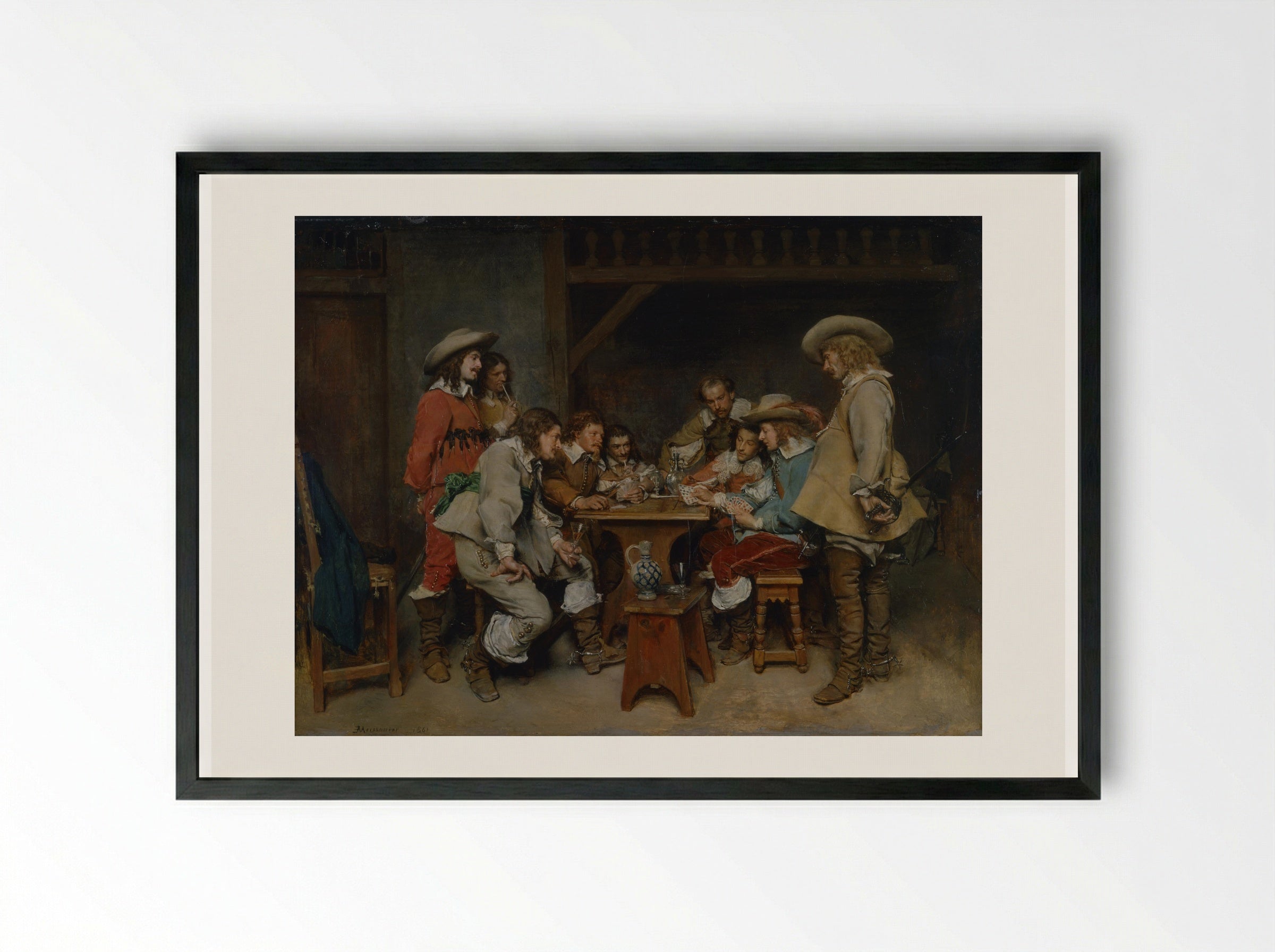 A Game of Piquet - Ernest Meissonier - Framed Print Black
