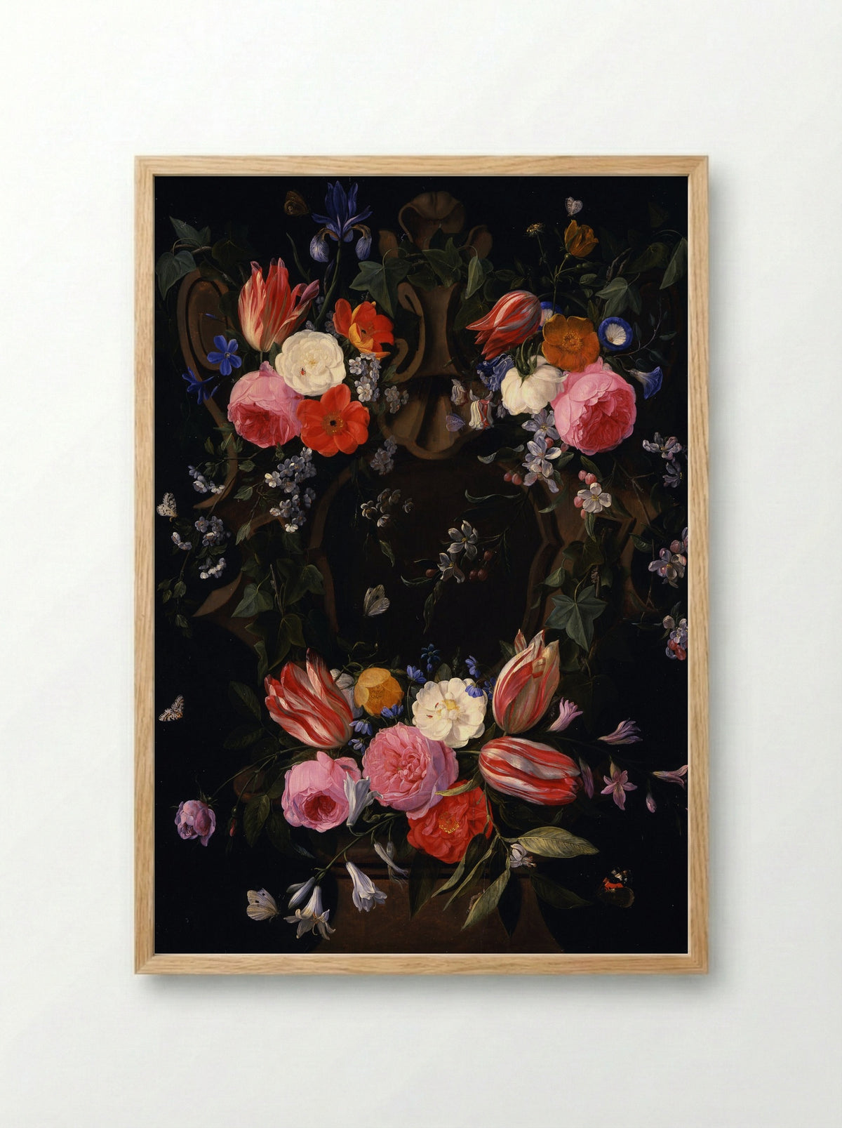 A Garland of Flowers - Jan van Kessel the Elder - Framed Print Wood
