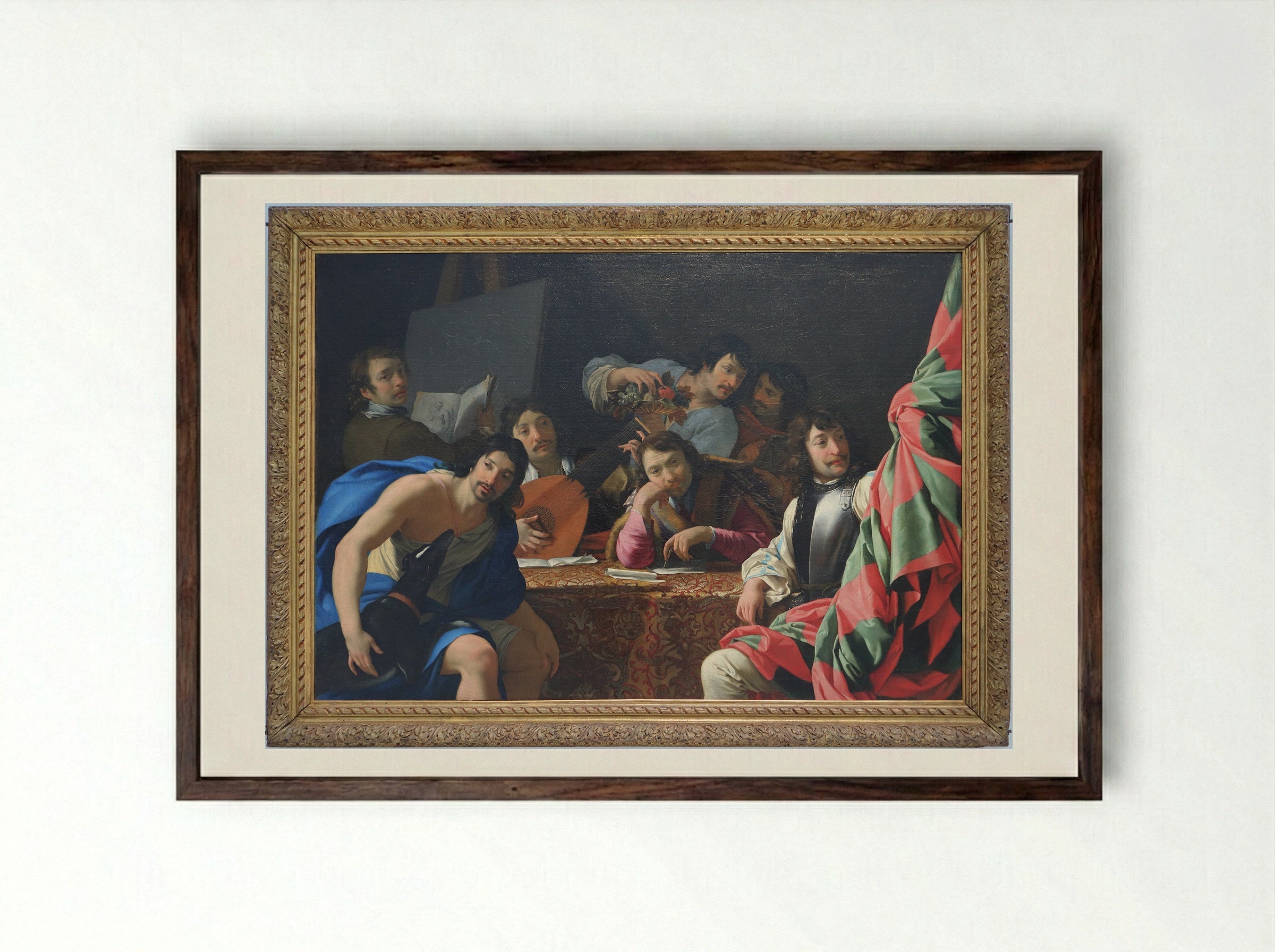 A Gathering of Friends - Eustache Le Sueur - Framed Print Dark Wood