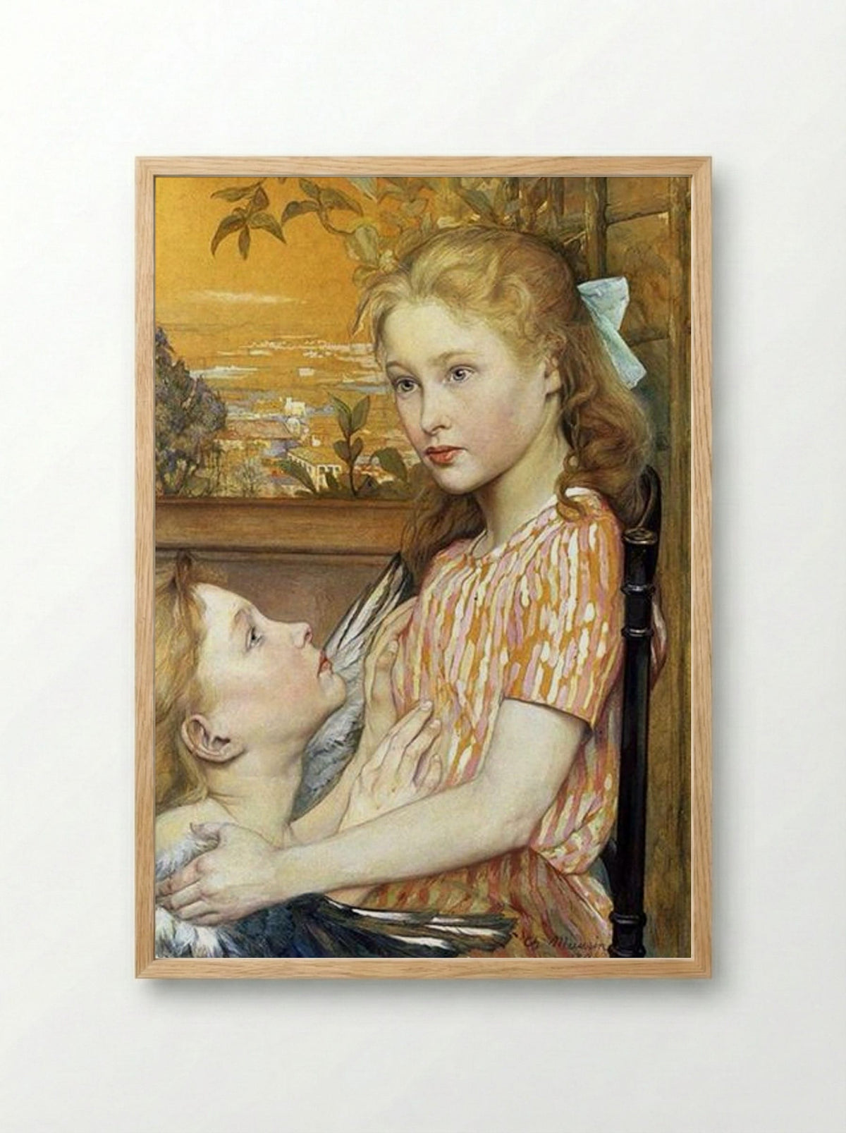 A Girl With Her Guardian Angel - Charles Maurin - Framed Print Wood