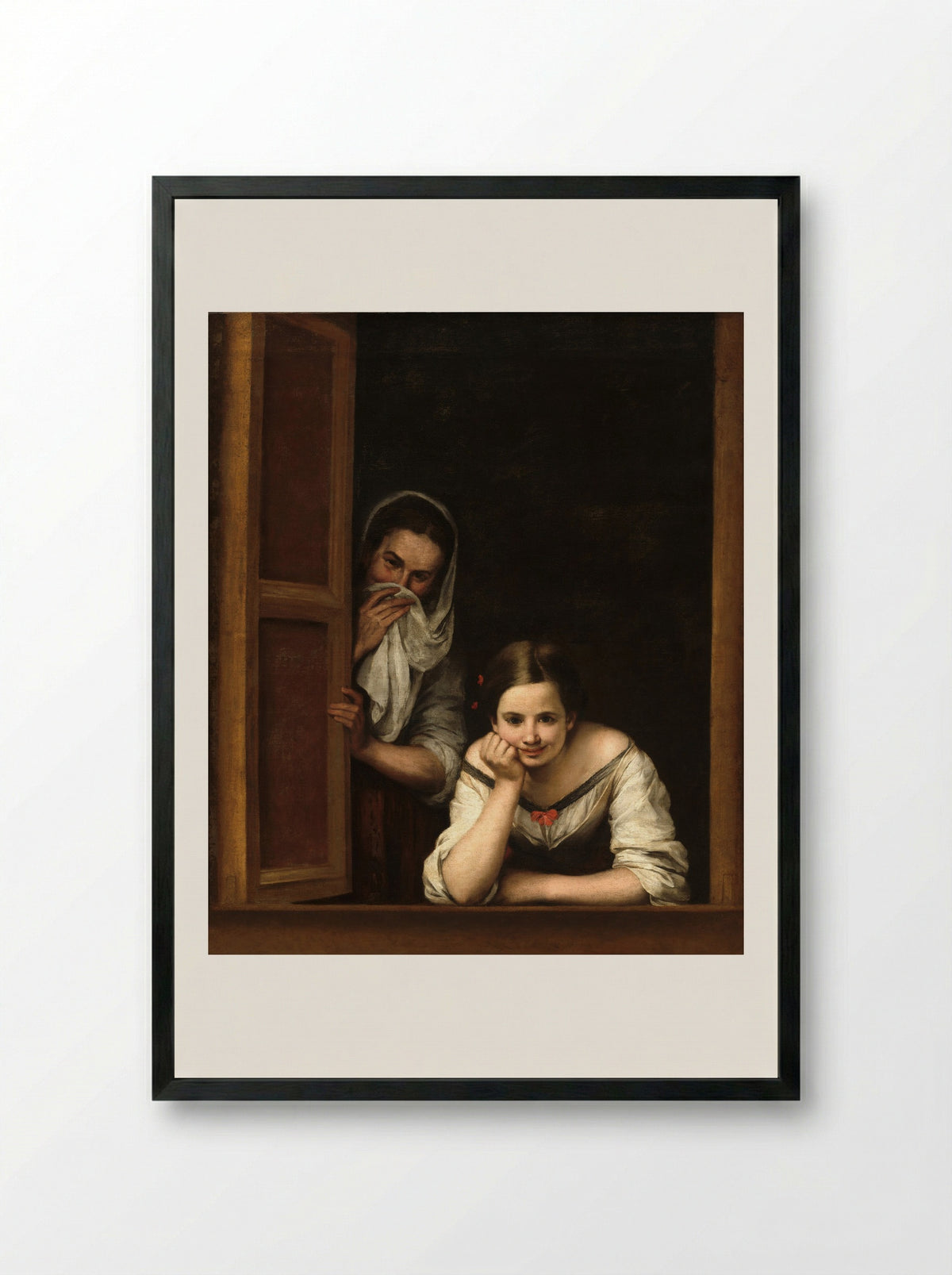A Girl and her Duenna - Bartolomé Esteban Murillo - Framed Print Black