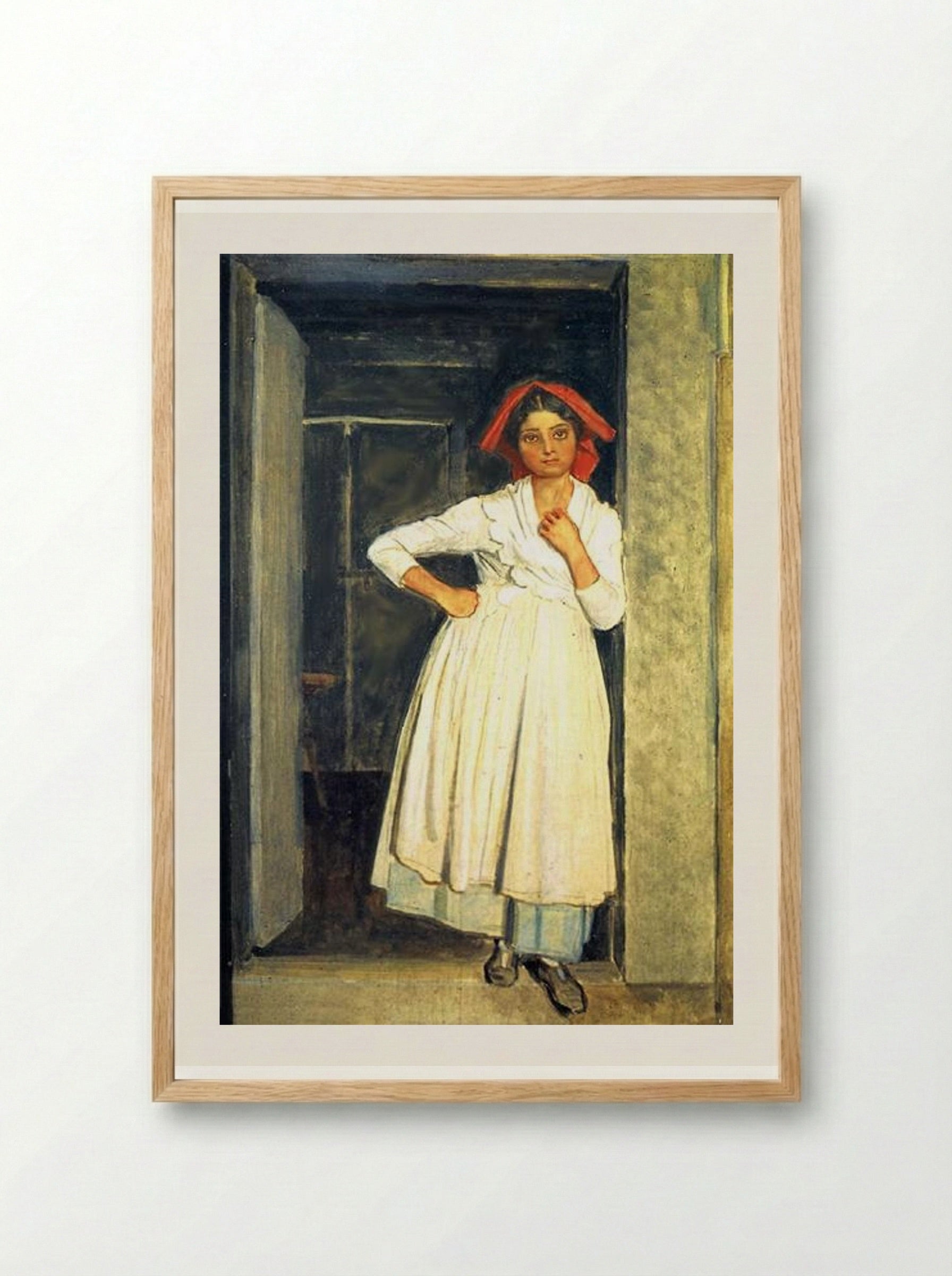 A Girl from Albano Standing in the Doorway - Alexander Ivanov - Framed Print Wood