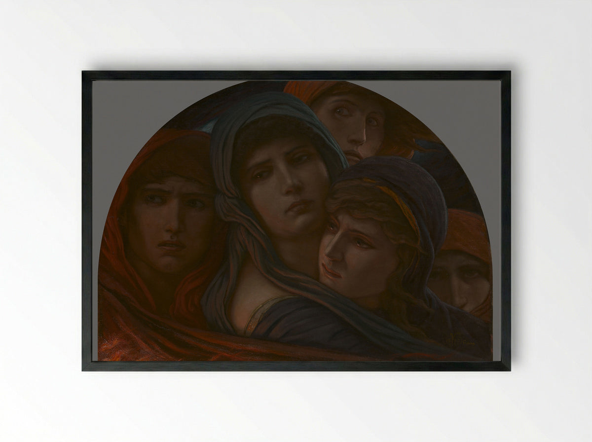 A Glimpse into Hell, or Fear - Elihu Vedder - Framed Print Black