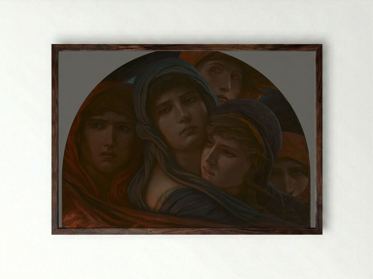A Glimpse into Hell, or Fear - Elihu Vedder - Framed Print Dark Wood