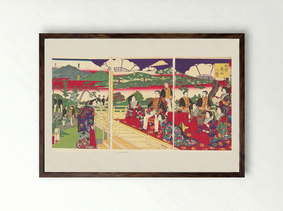 A Glimpse of Higayashiyama the Western Capital - Utagawa Hiroshige III - Framed Print Dark Wood