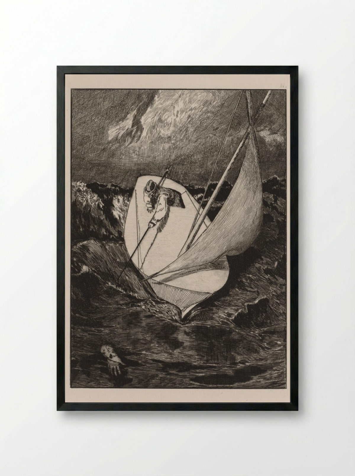 A Glove: The Rescue - Max Klinger - Framed Print Black