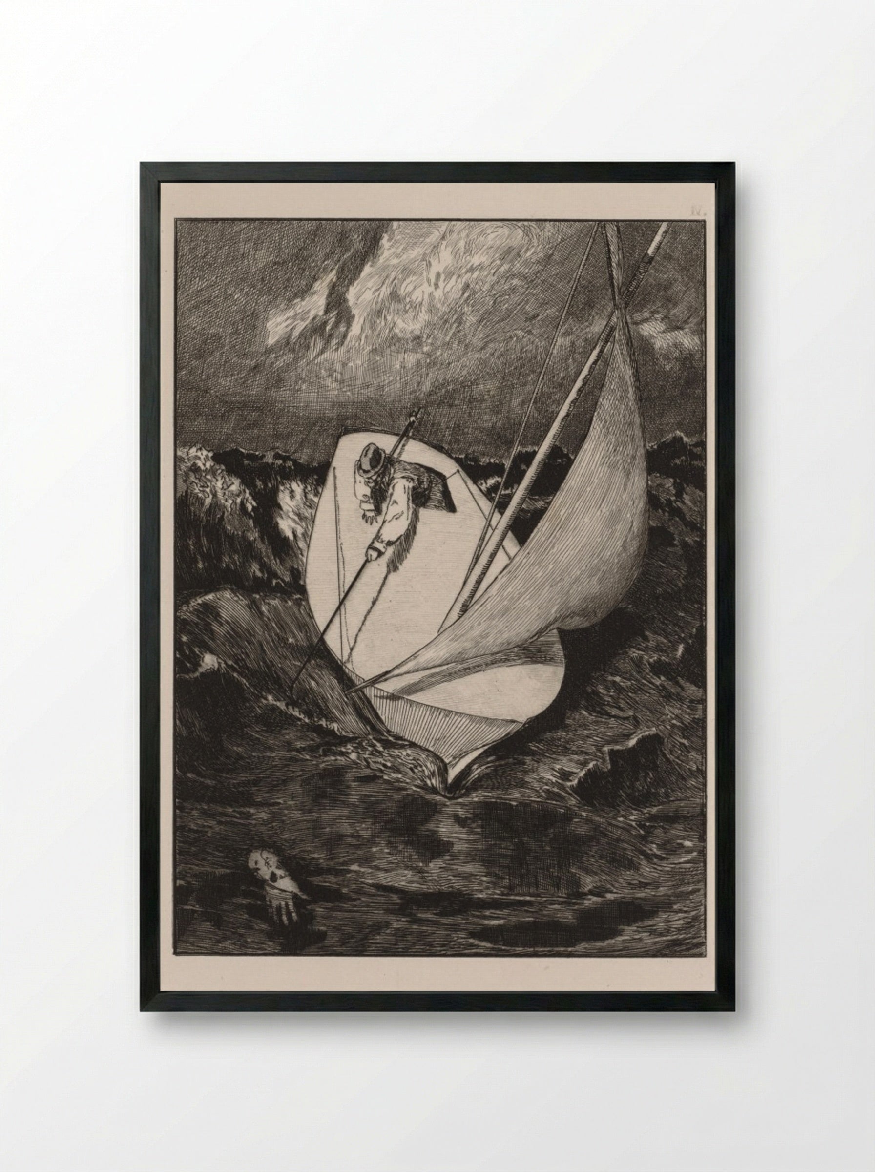 A Glove: The Rescue - Max Klinger - Framed Print Black