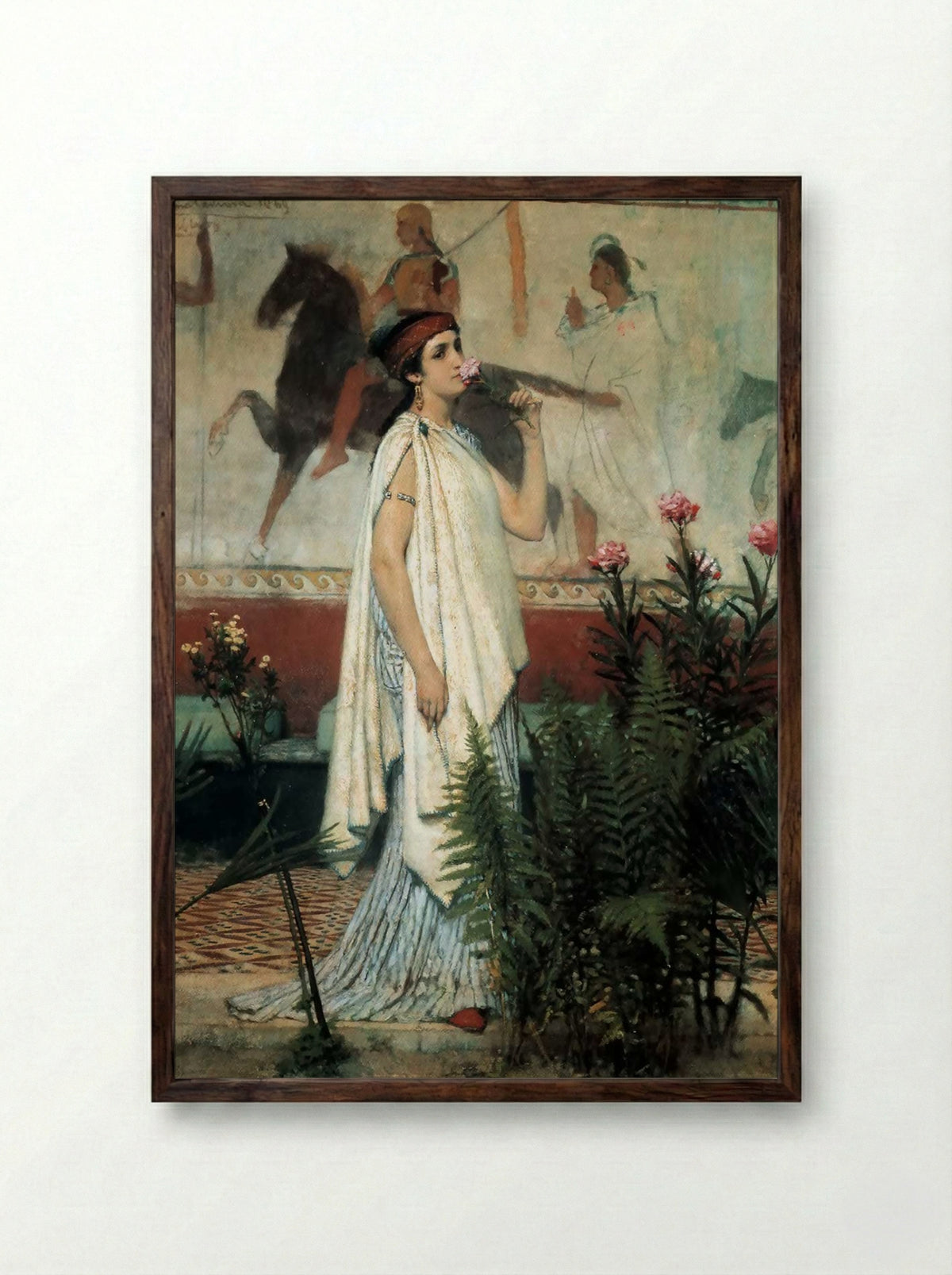 A Greek Woman - Sir Lawrence Alma-Tadema - Framed Print Dark Wood