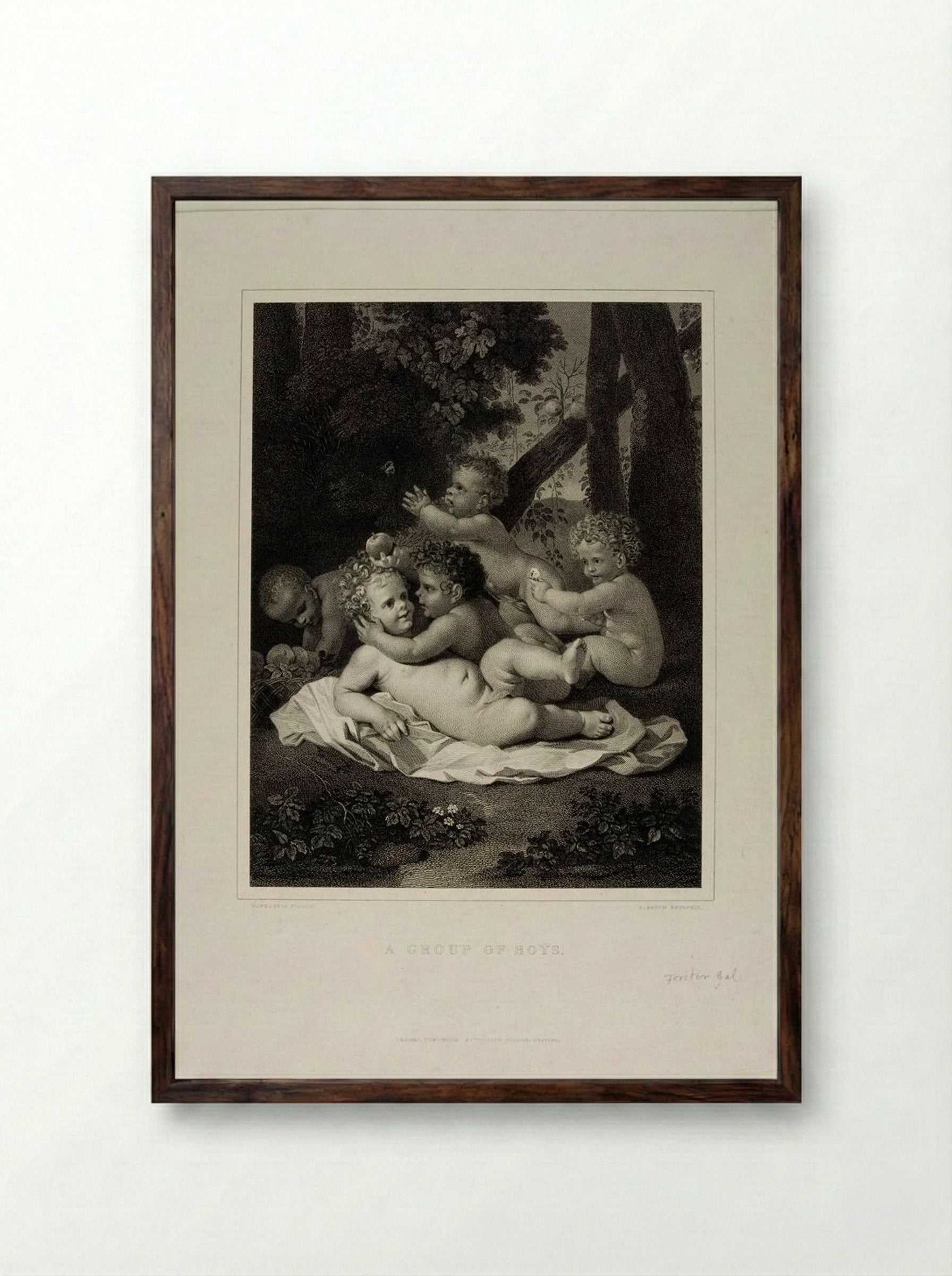 A Group of Boys - Edward Smith - Framed Print Dark Wood