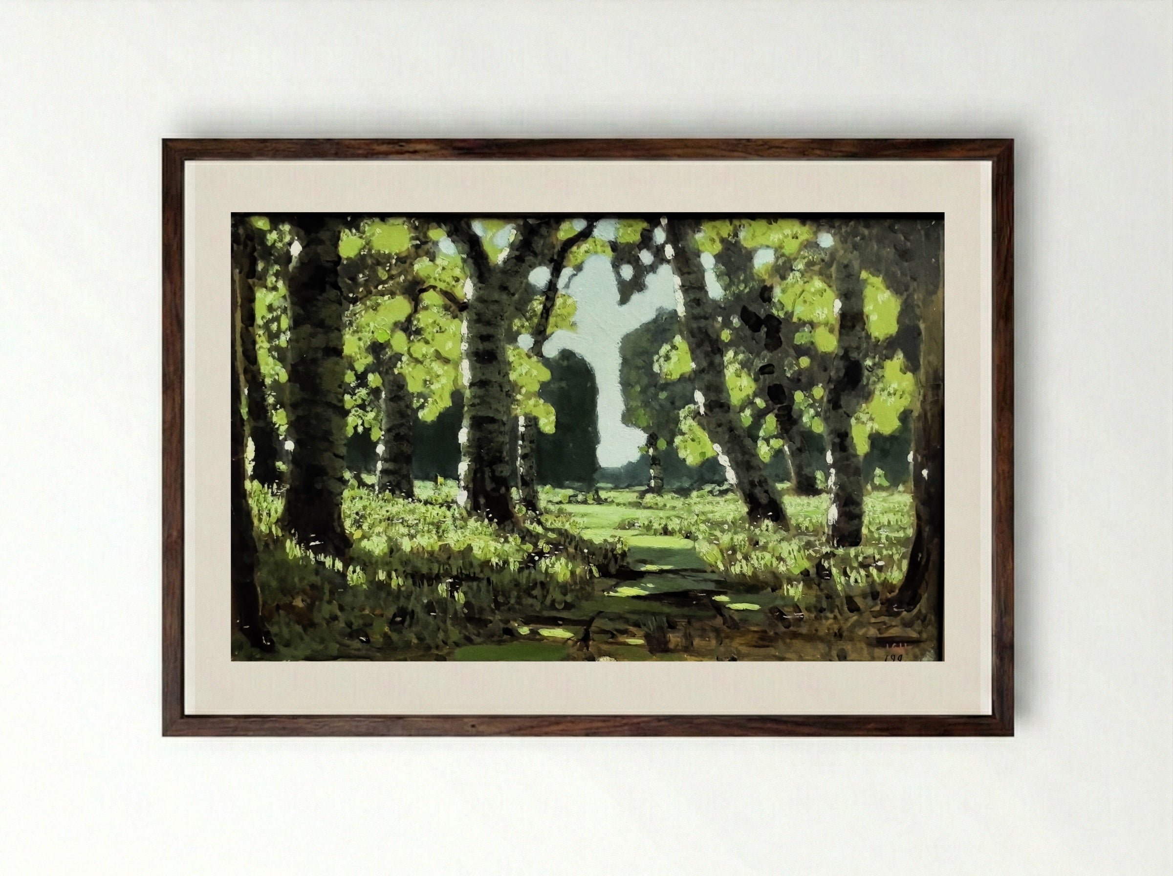 A Grove with Birch - Arkhip Kuindzhi - Framed Print Dark Wood