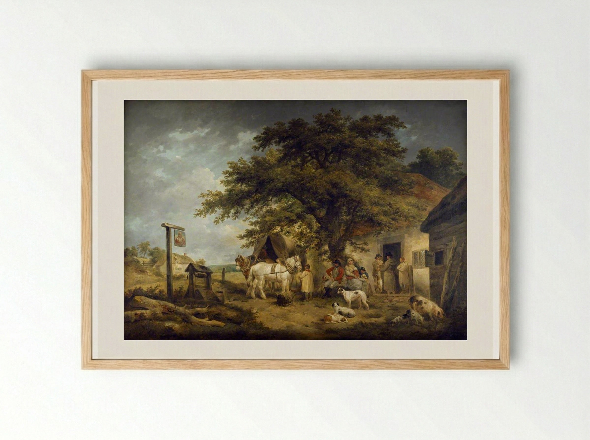 A Halt of a Soldier and His Family - George Morland - Framed Print Wood
