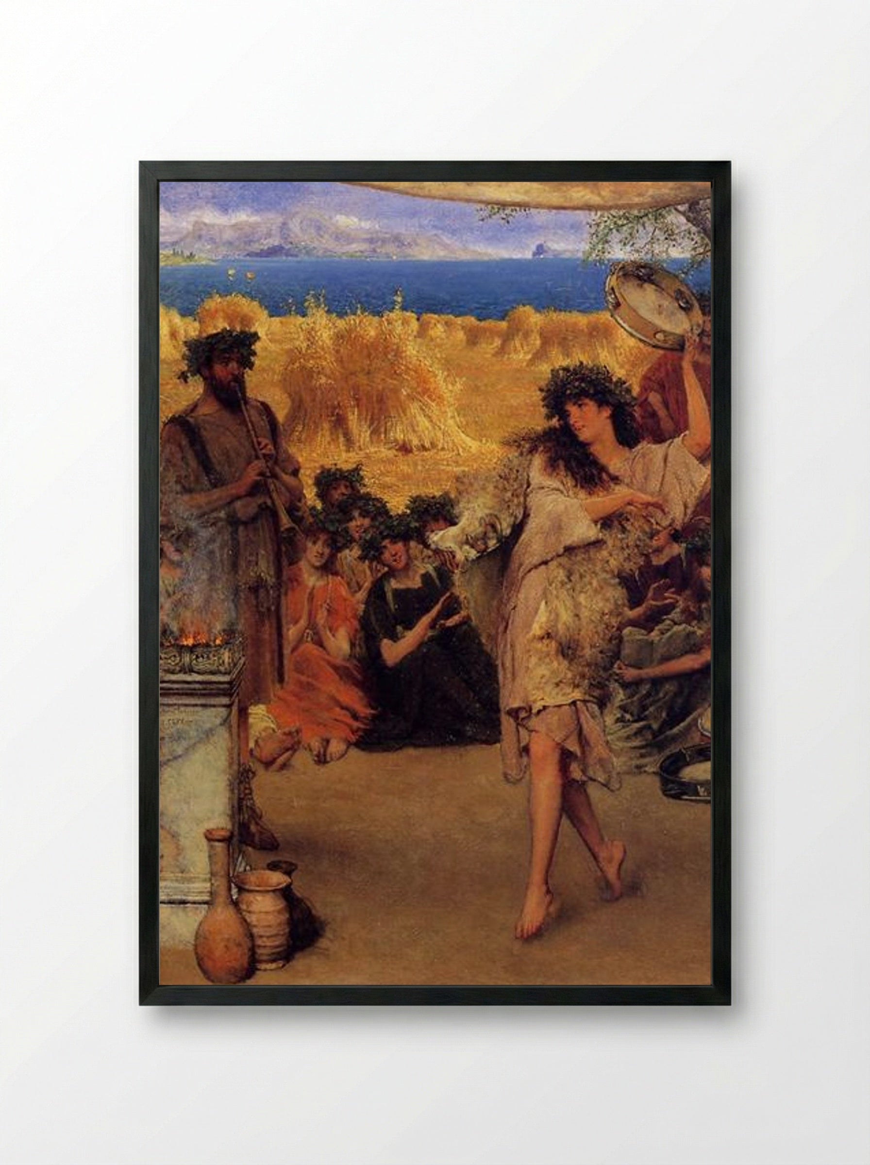 A Harvest Festival (A Dancing Bacchante at Harvest Time) - Sir Lawrence Alma-Tadema - Framed Print Black