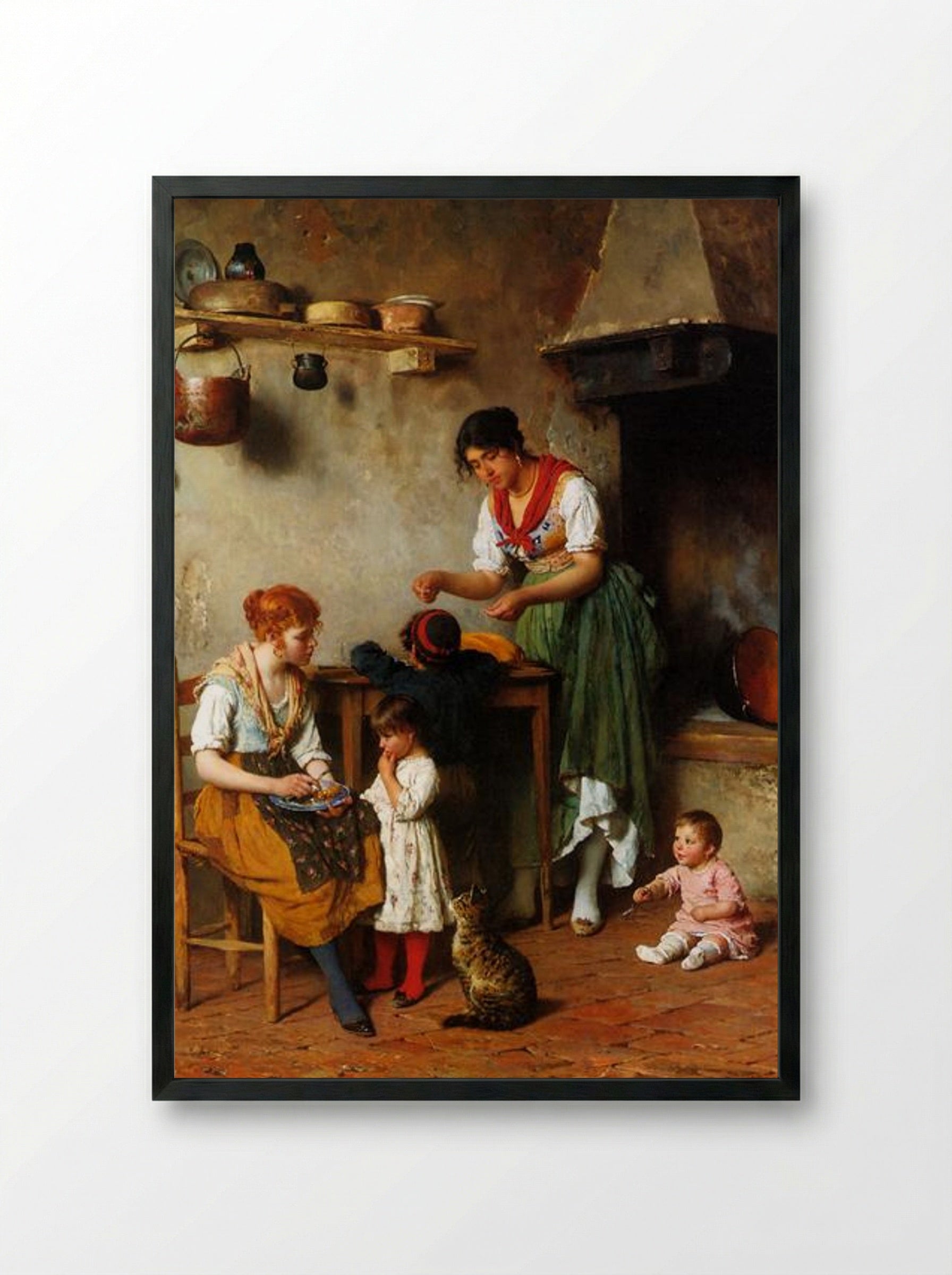 A Helping Hand - Eugene de Blaas - Framed Print Black
