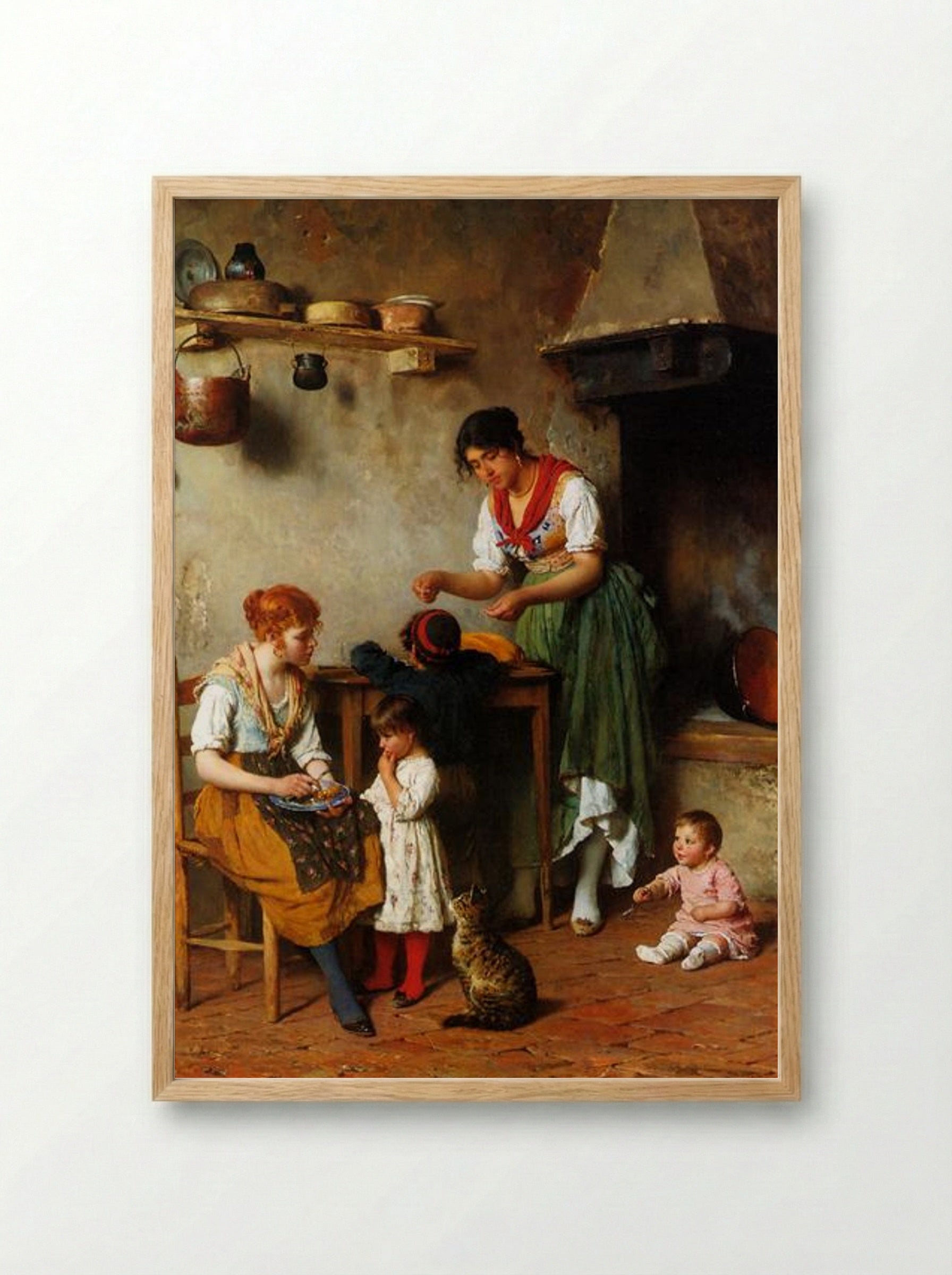 A Helping Hand - Eugene de Blaas - Framed Print Wood