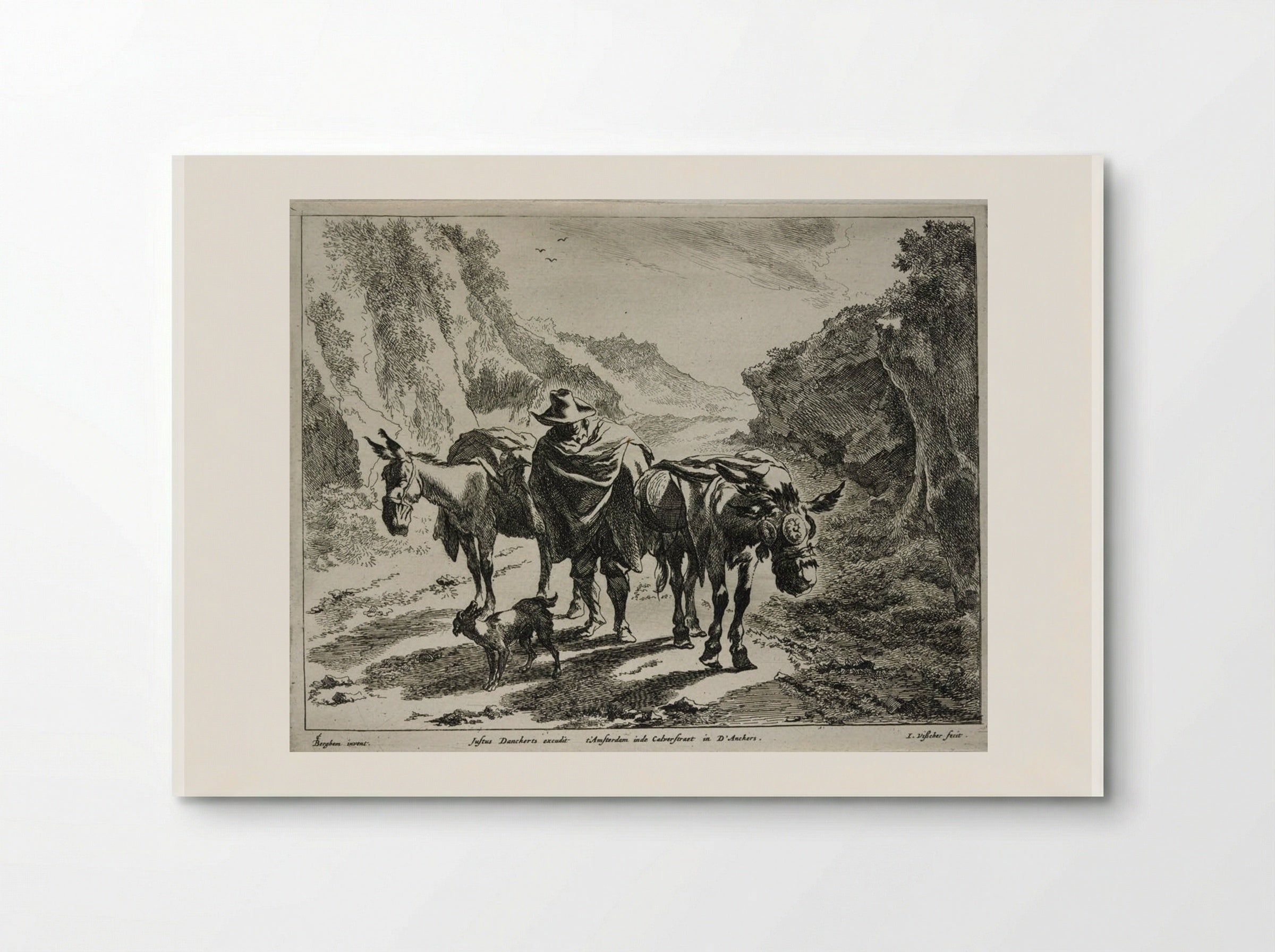 A Herdsman Guiding Two Donkeys - Johannes Visscher - Poster